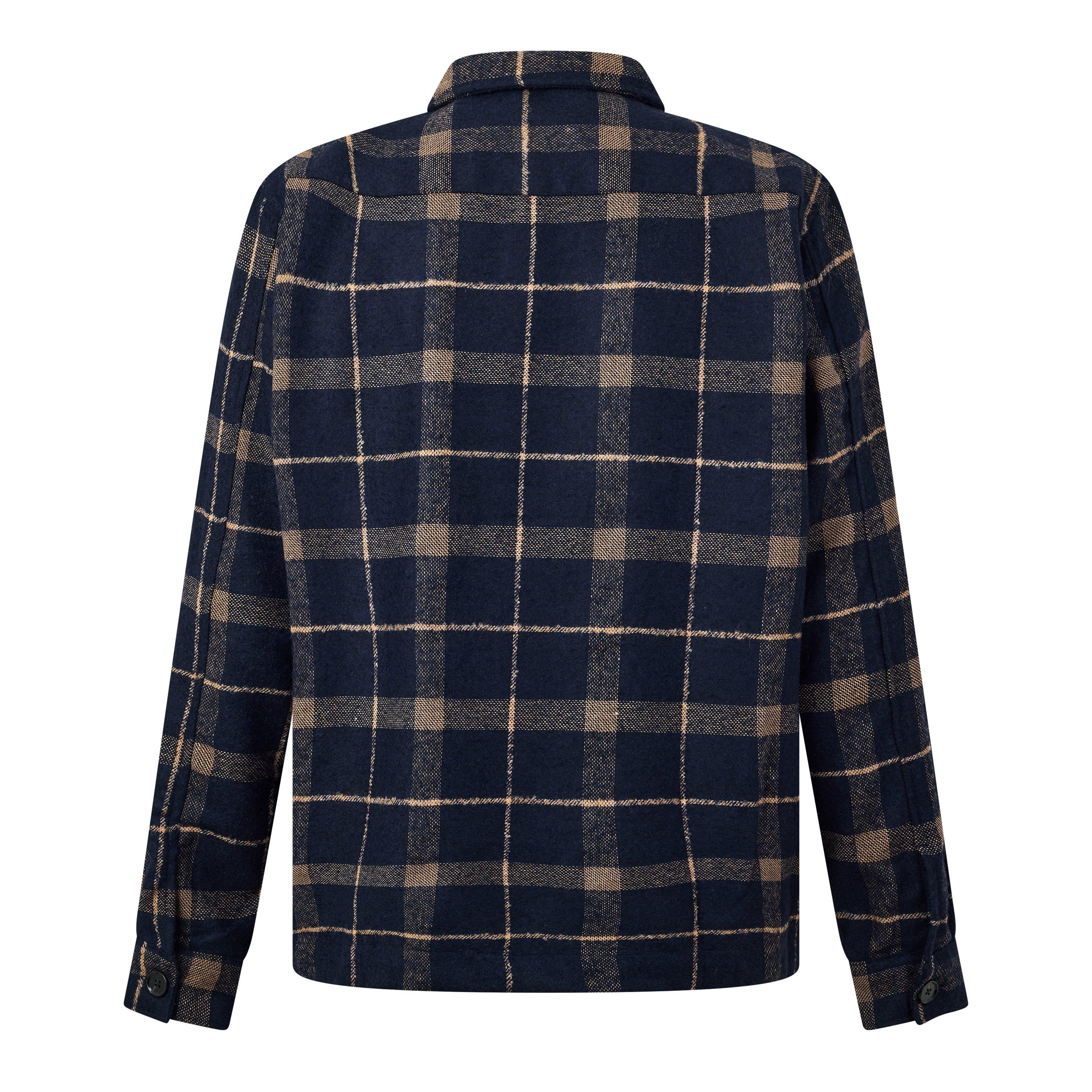 NAVY - Foret - FORET SUN WOOL CHECK OVER - 2