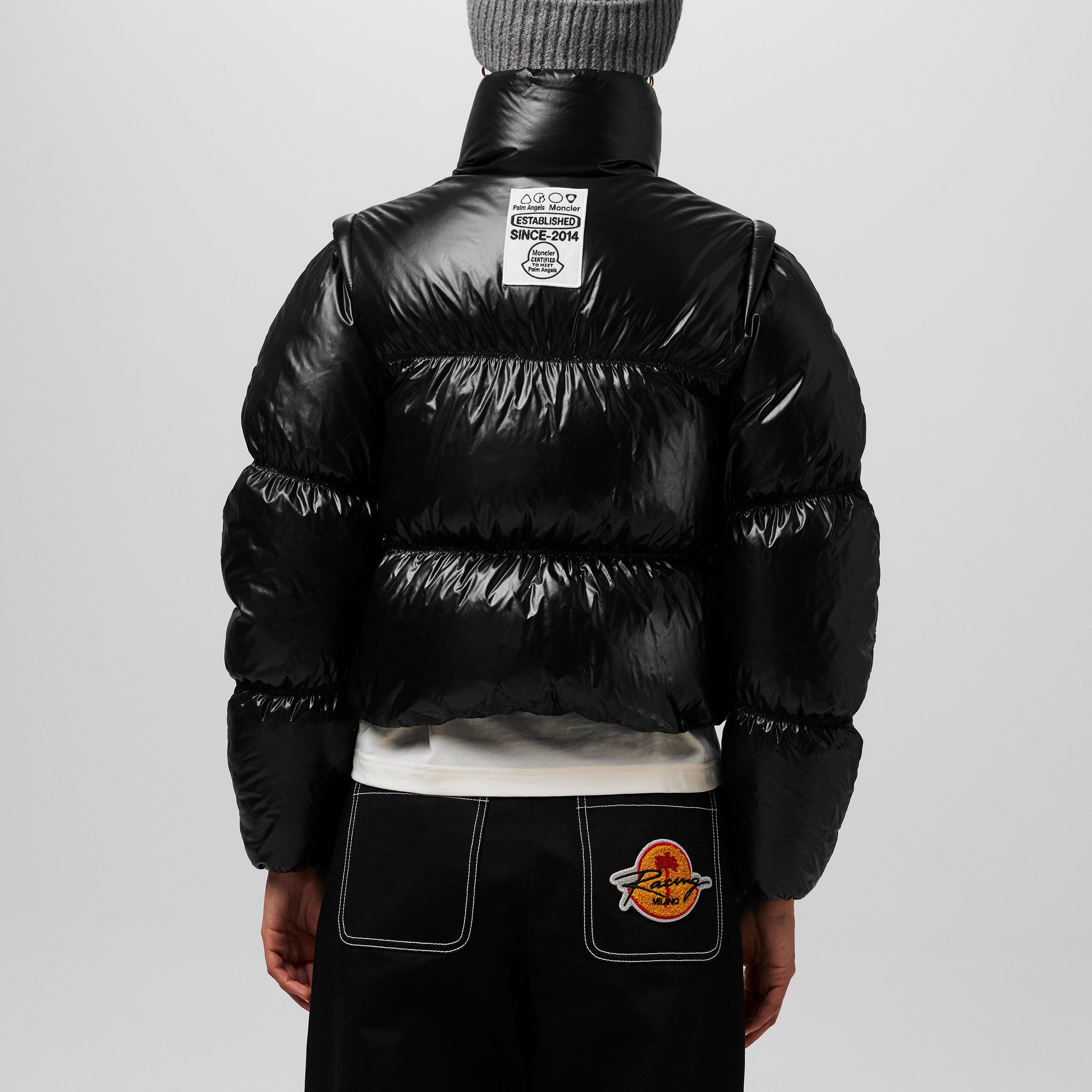 Black 999 - Moncler X Palm Angels - Women's Noella Cropped Goose Down Long Sleeve Short Puffer Jacket - 3