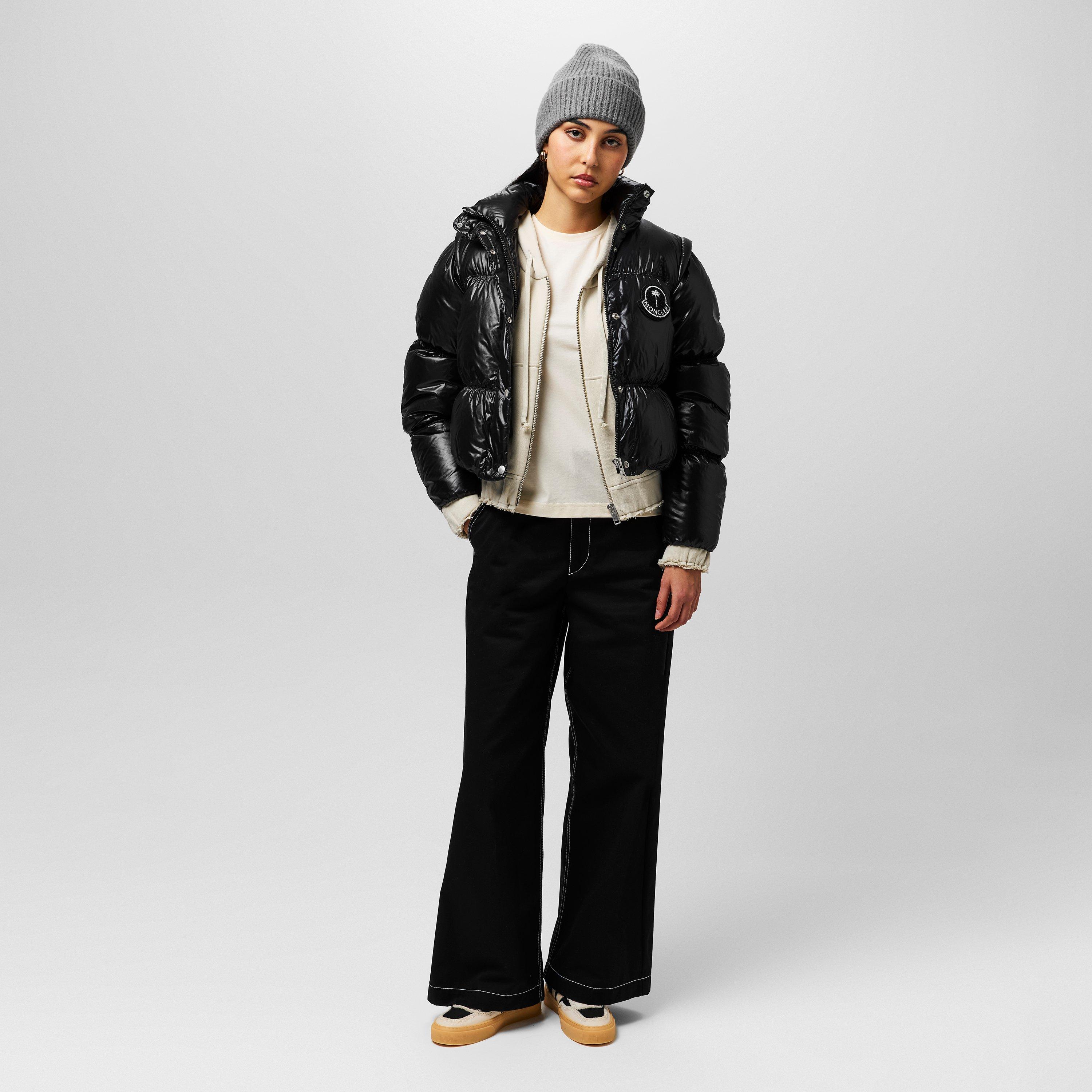 Black 999 - Moncler X Palm Angels - Women's Noella Cropped Goose Down Long Sleeve Short Puffer Jacket - 4