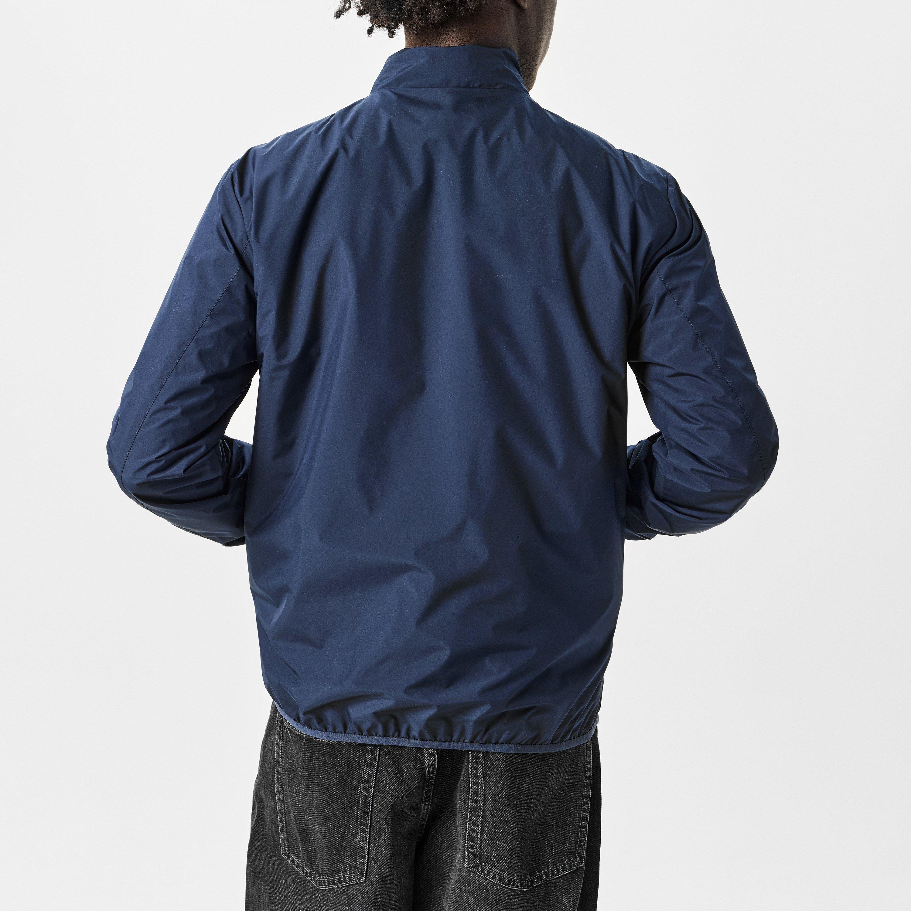 Navy - Aquascutum - Men's Reversible Check Long Sleeve Funnel Neck Rain Anorak - 4