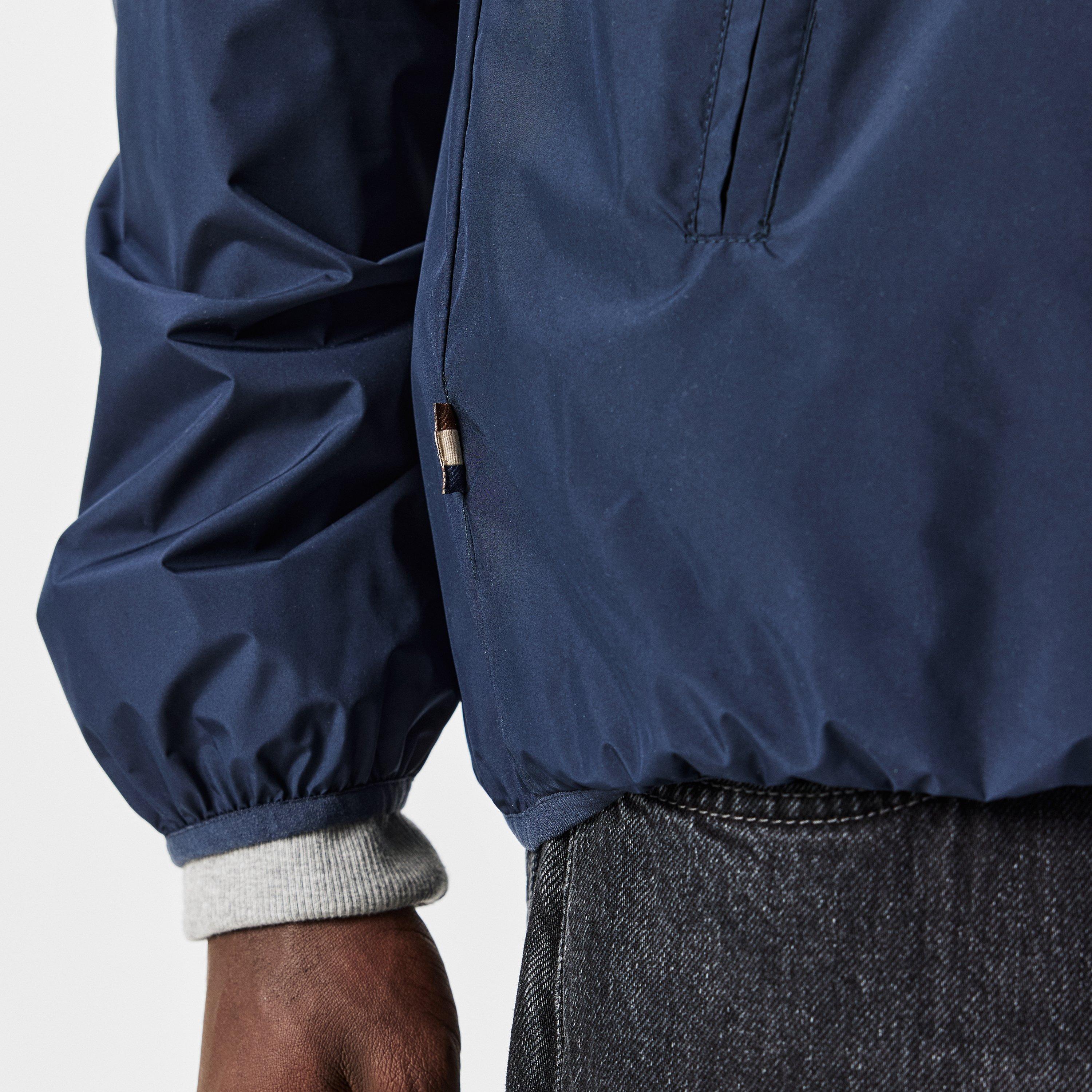 Navy - Aquascutum - Men's Reversible Check Long Sleeve Funnel Neck Rain Anorak - 5