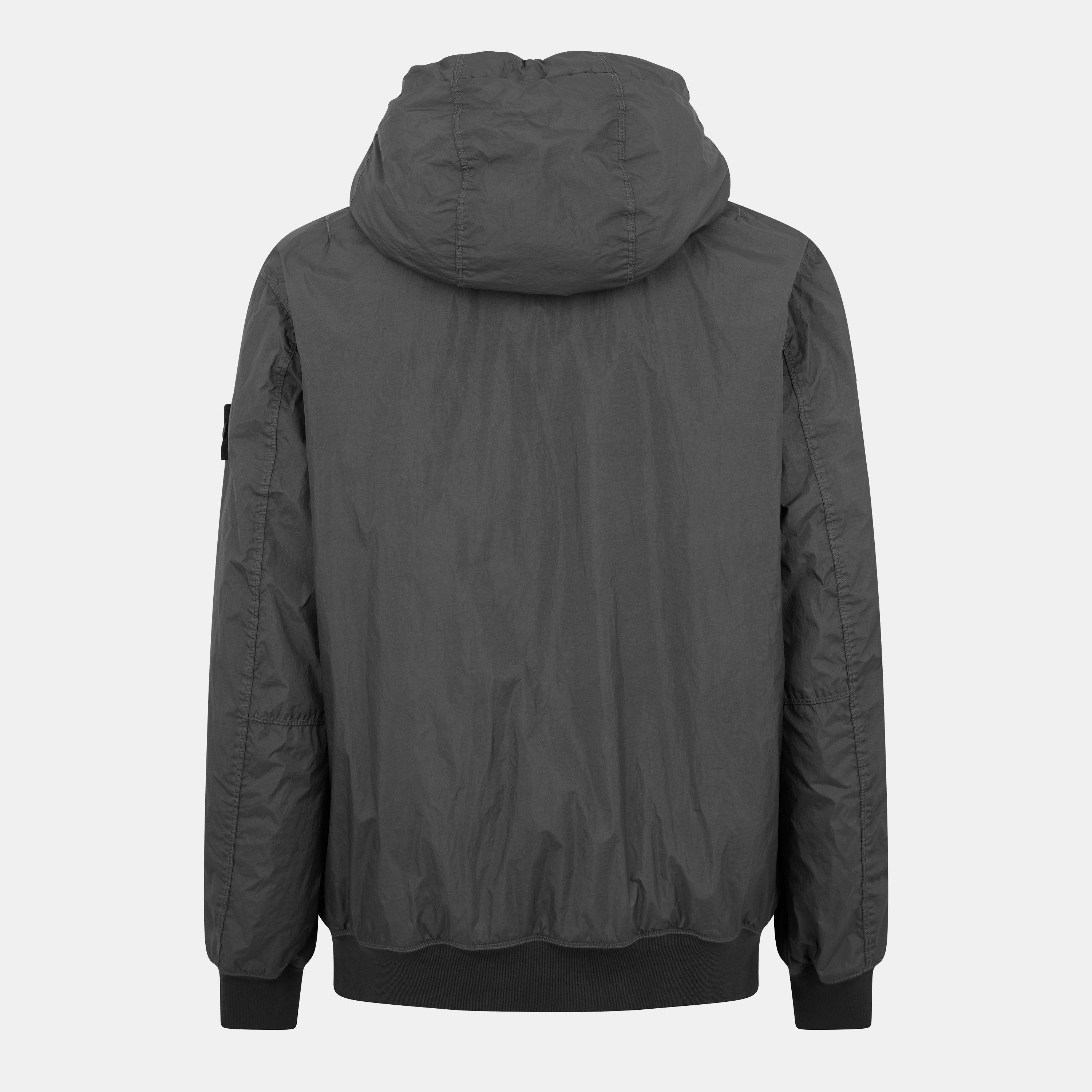 Piombo V0062 - Stone Island - Men's  Crinkle Reps Water and Wind Resistant Hooded Long Sleeve Rain Anorak - 2