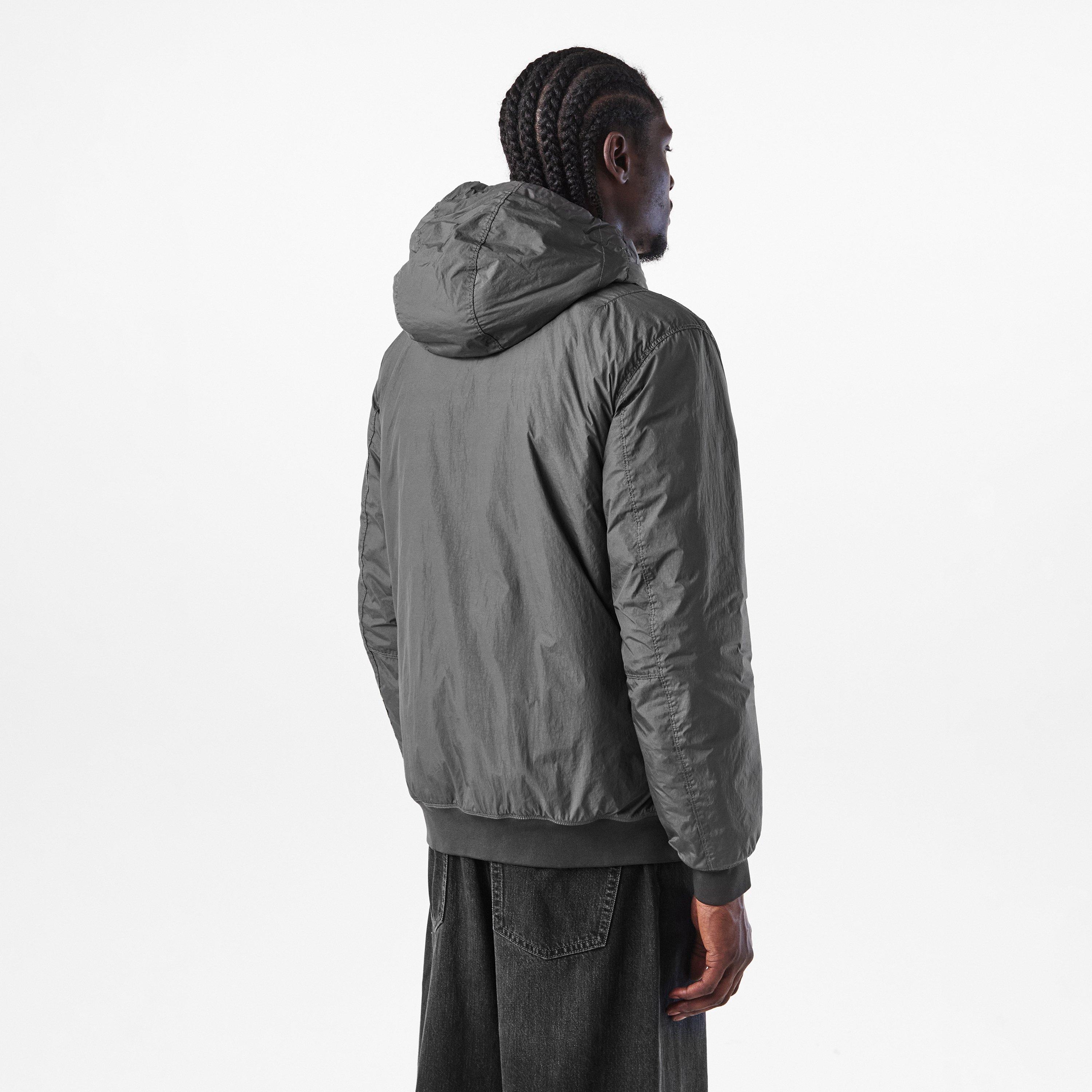 Piombo V0062 - Stone Island - Men's  Crinkle Reps Water and Wind Resistant Hooded Long Sleeve Rain Anorak - 4