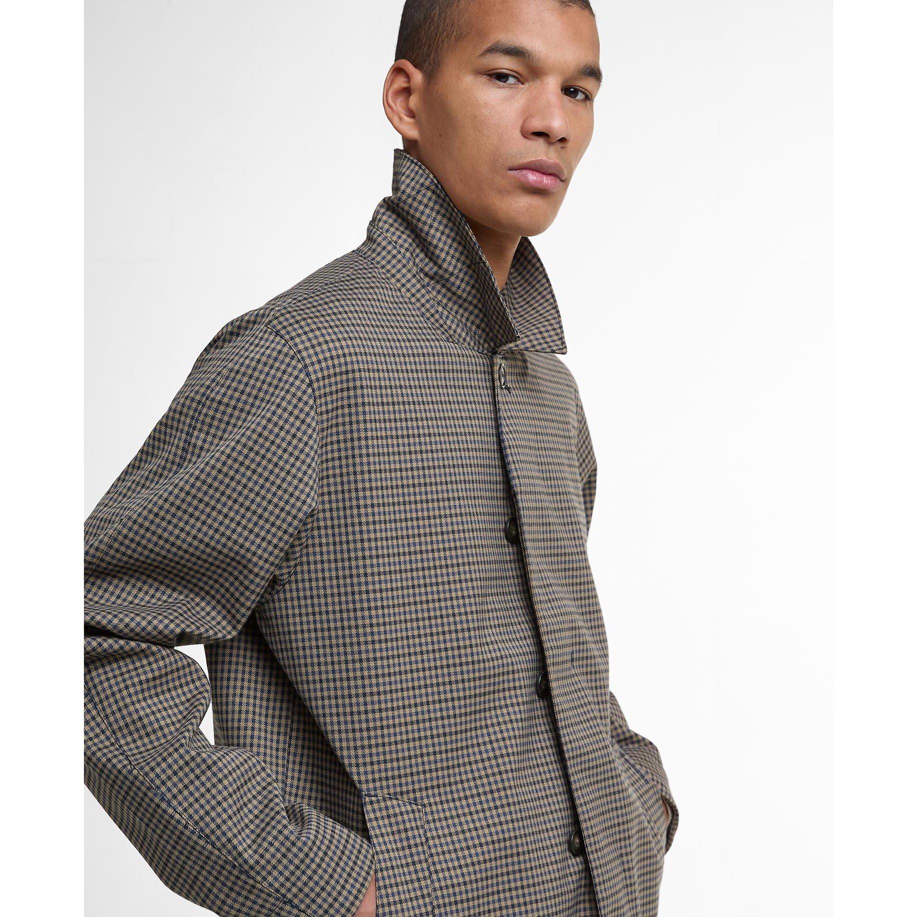 Stone/Navy - Barbour - Men's Short Lorden Showerproof Hip Length Long Sleeve Rain Anorak - 5