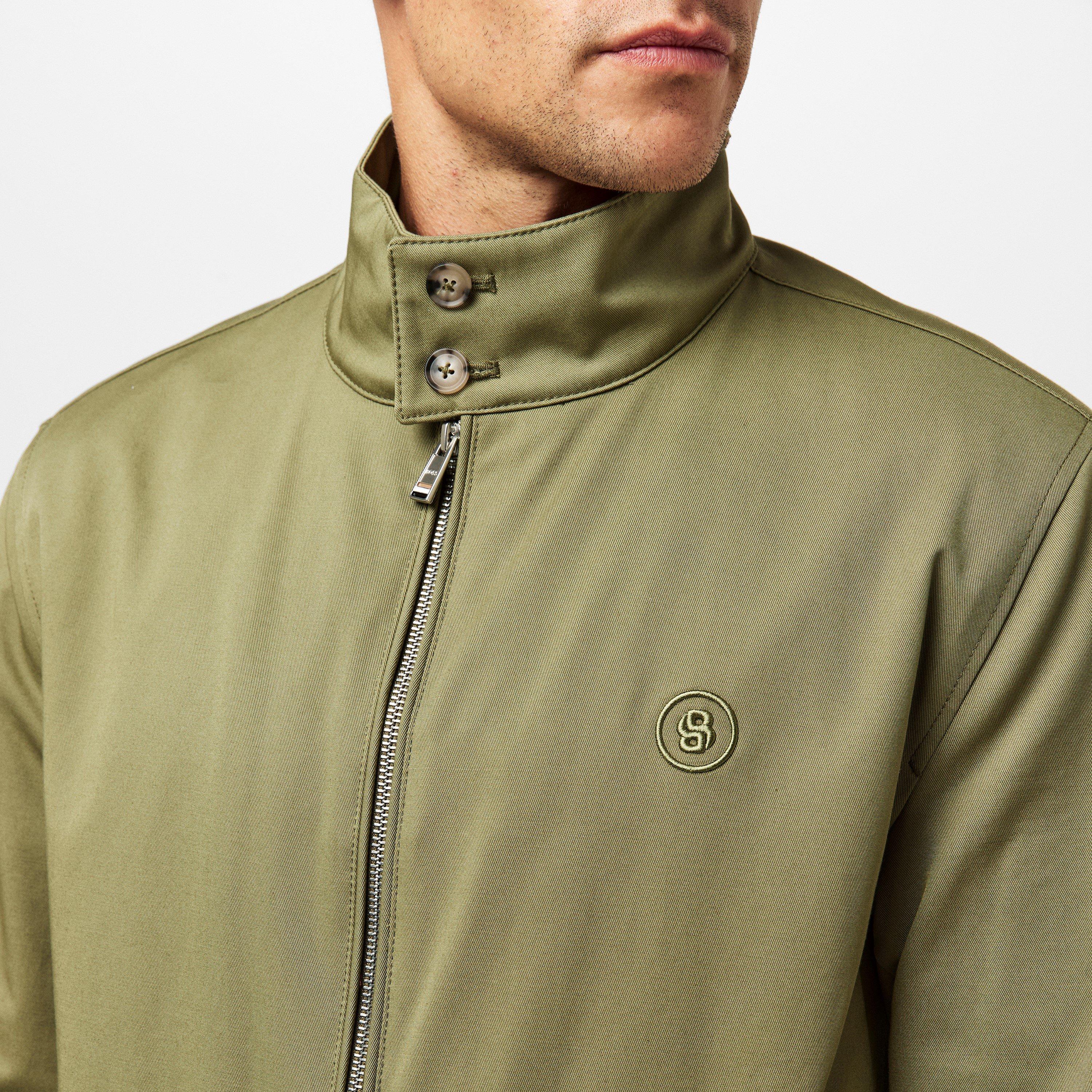 Med Green 314 - Boss - Men's H-Coiner-253 Ribbed Cuffs Full-Zip Harrington Jacket - 5