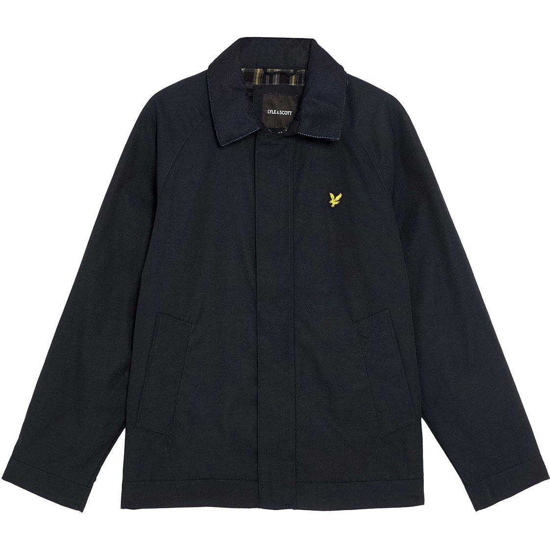 Dark Navy - Lyle and Scott - Men's Tartan Lined Water-Resistant Harrington Jacket - 1