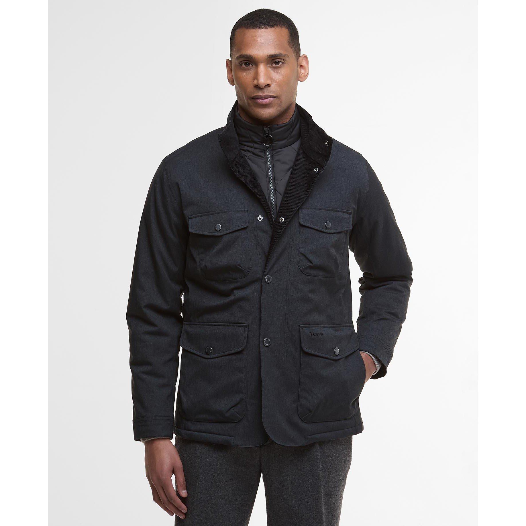 Black - Barbour - Men's Winter Ogston Waterproof Funnel Neck Rain Anorak - 2