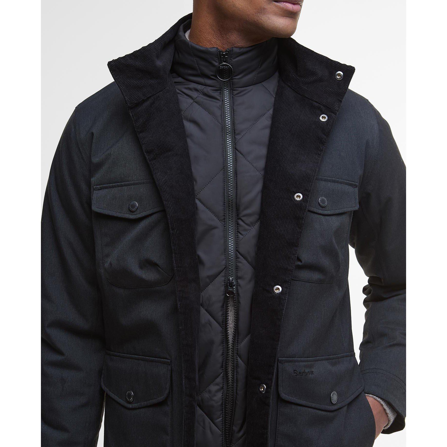 Black - Barbour - Men's Winter Ogston Waterproof Funnel Neck Rain Anorak - 5