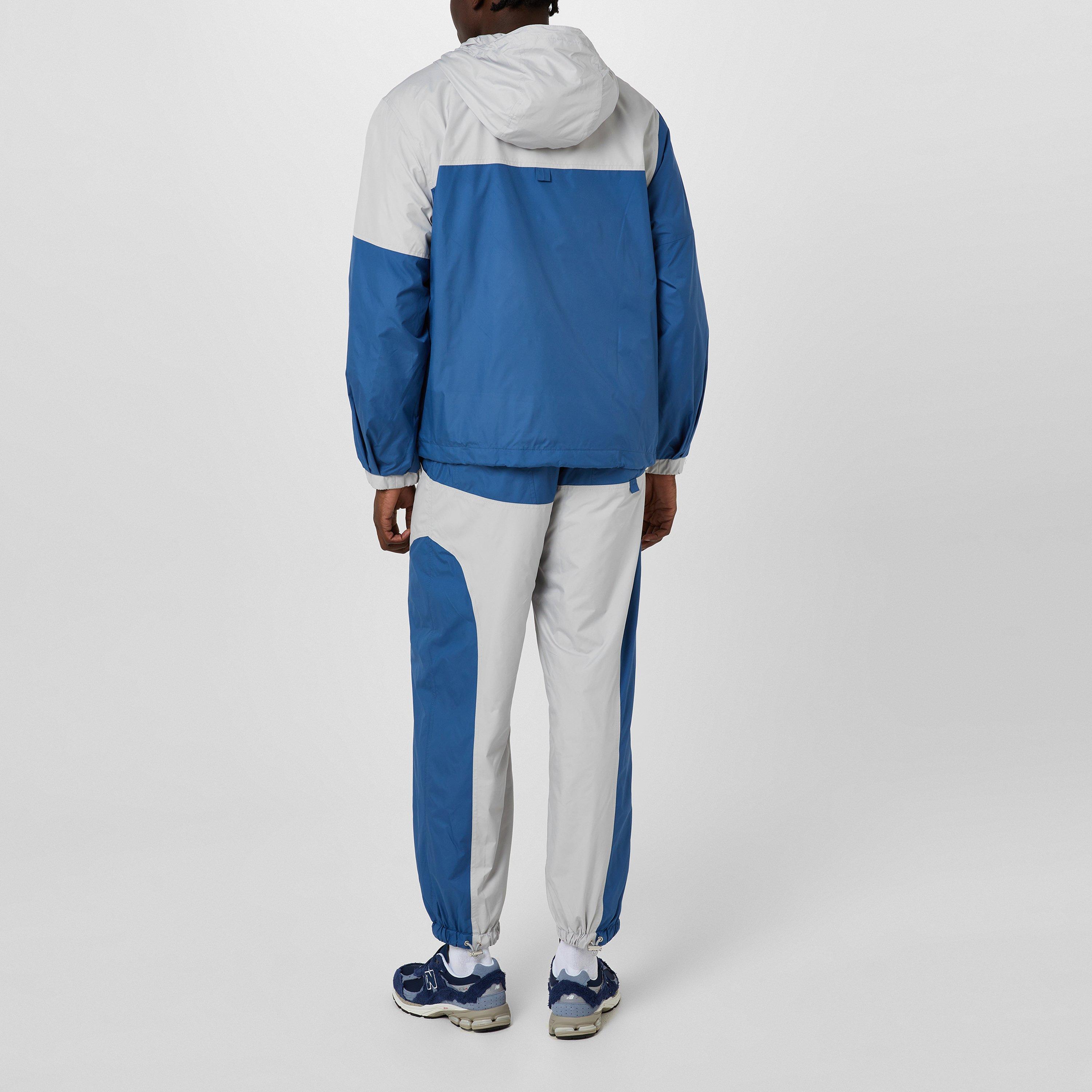 Blue/Stone - Gbadebo - Men's Lightweight Oversized Hooded Long Sleeve Rain Anorak - 4