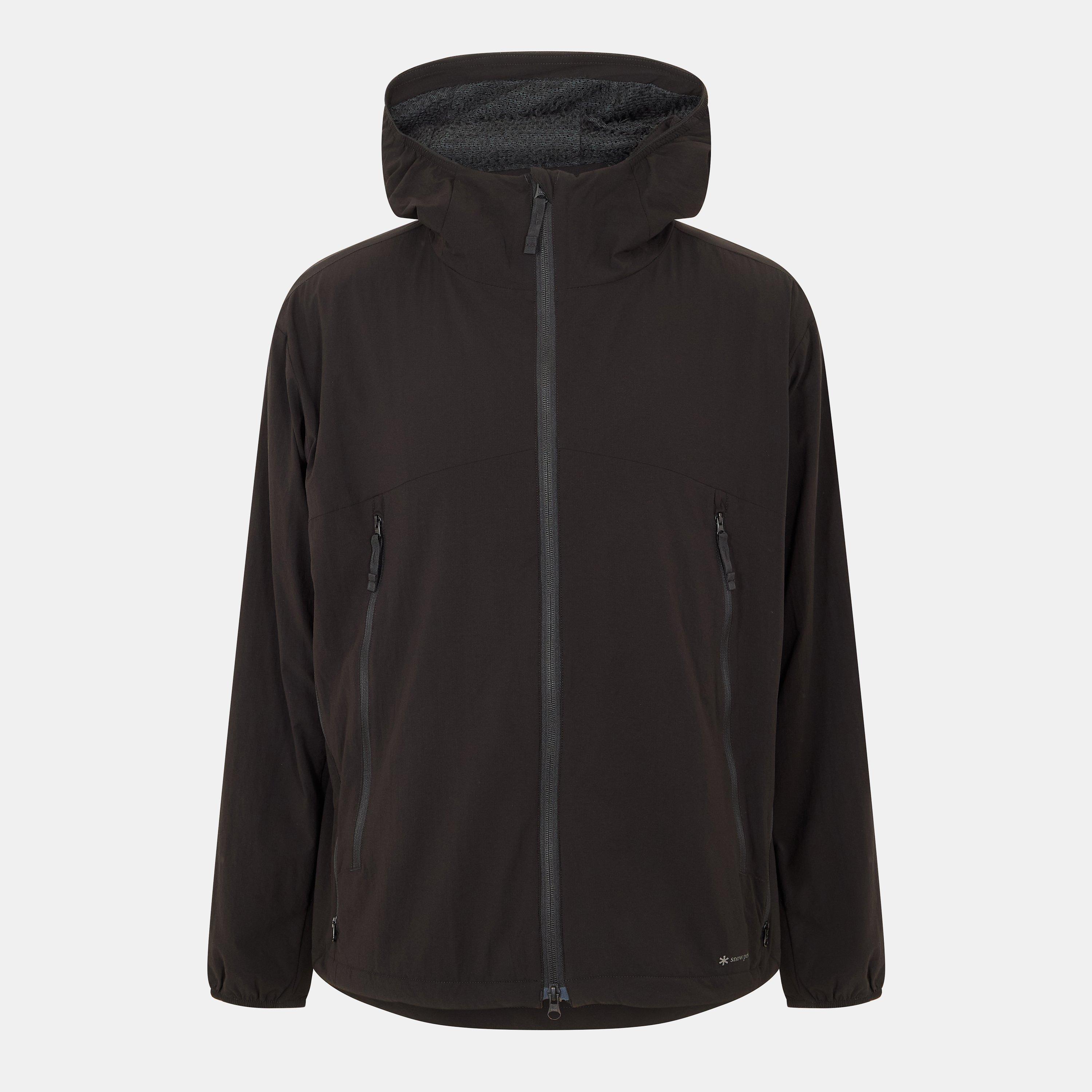 Snow Peak Men's Water-Resistant Adjustable Hood Rain Anorak - Black - Medium