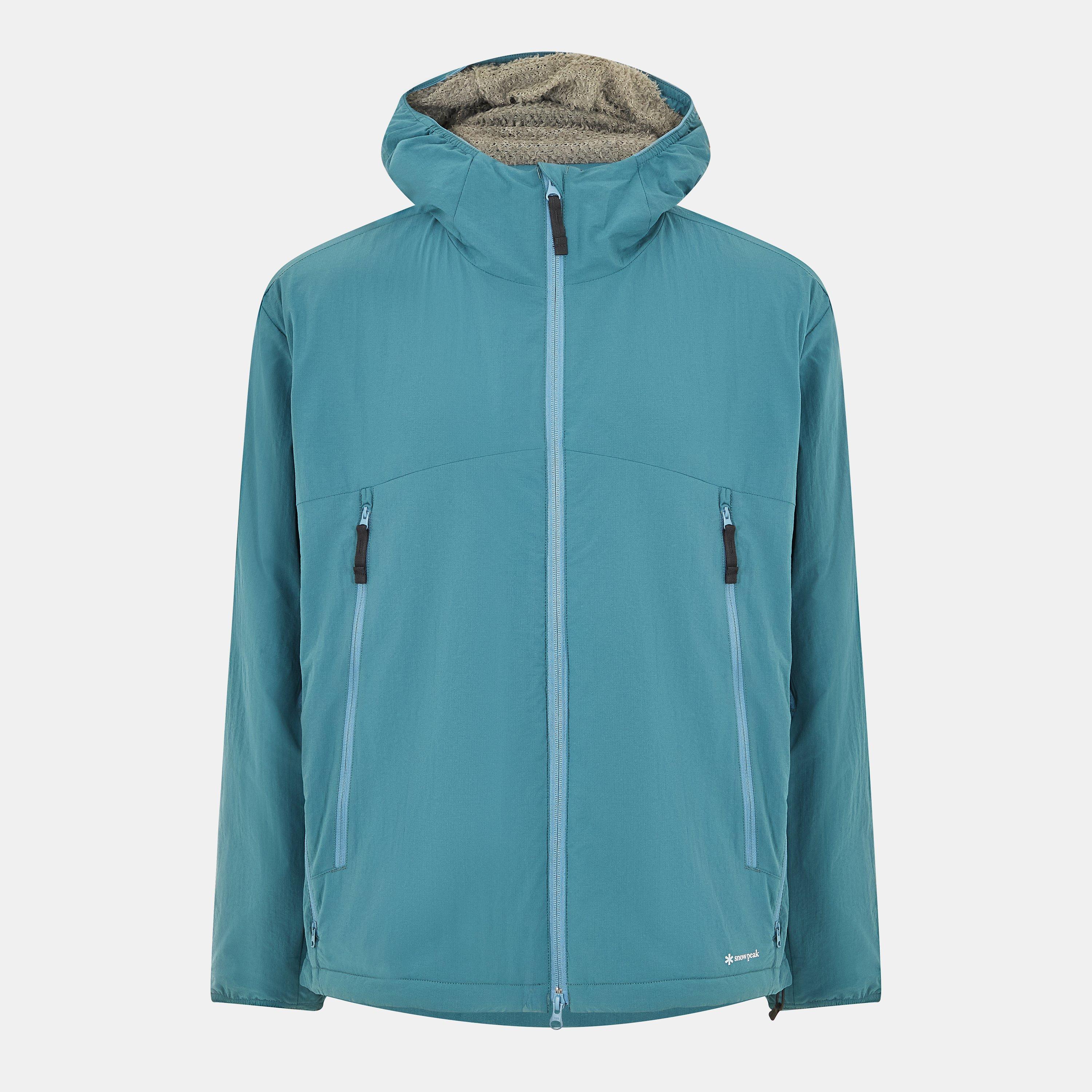Snow Peak Men's Water-Resistant Adjustable Hood Rain Anorak - Blue - Medium