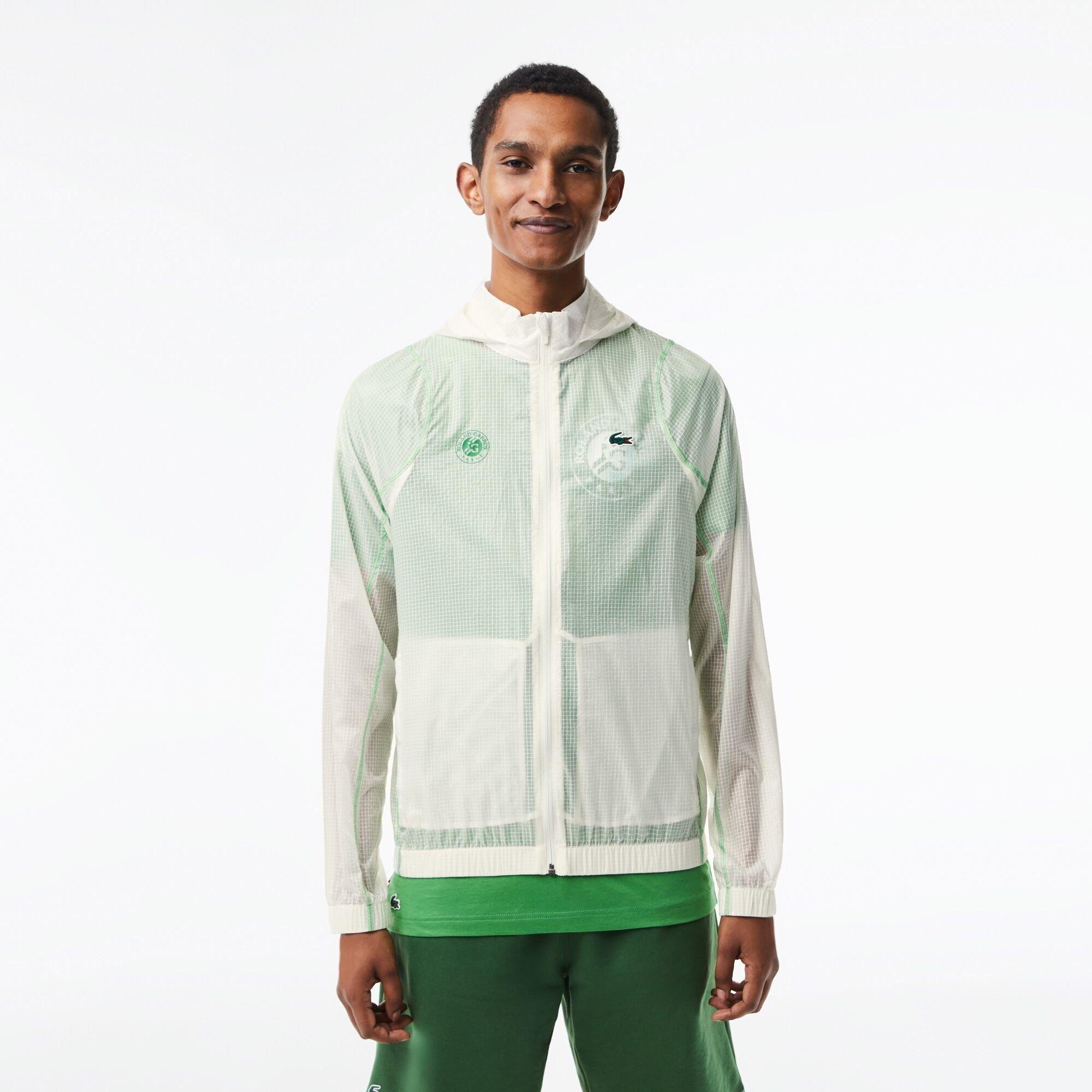 Flour/Tarragon - Lacoste - Men's Roland Garros Lightweight Half-Zip Rain Anorak - 1