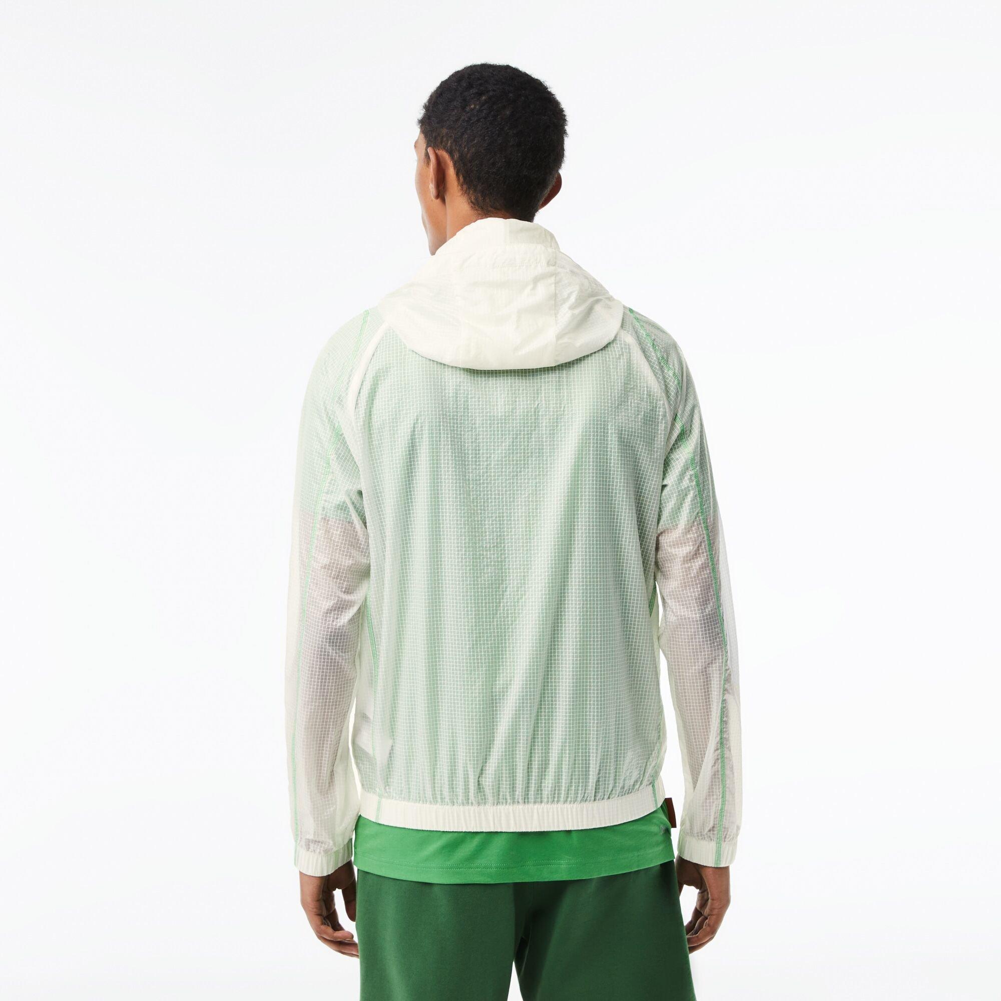 Flour/Tarragon - Lacoste - Men's Roland Garros Lightweight Half-Zip Rain Anorak - 3