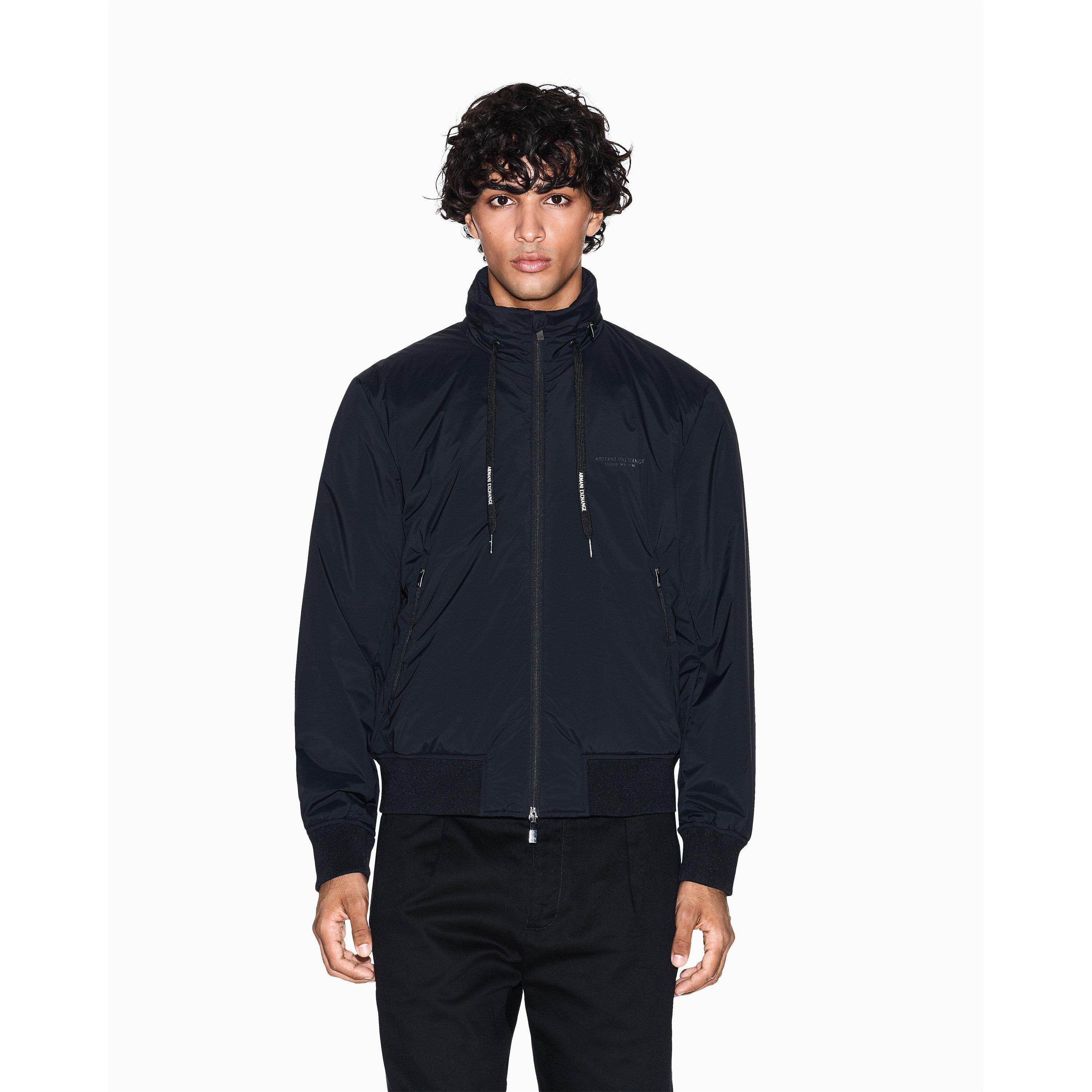 Black - Armani Exchange - Men's Duck Down Full-Zip Hidden Hood Softshell Jacket - 2
