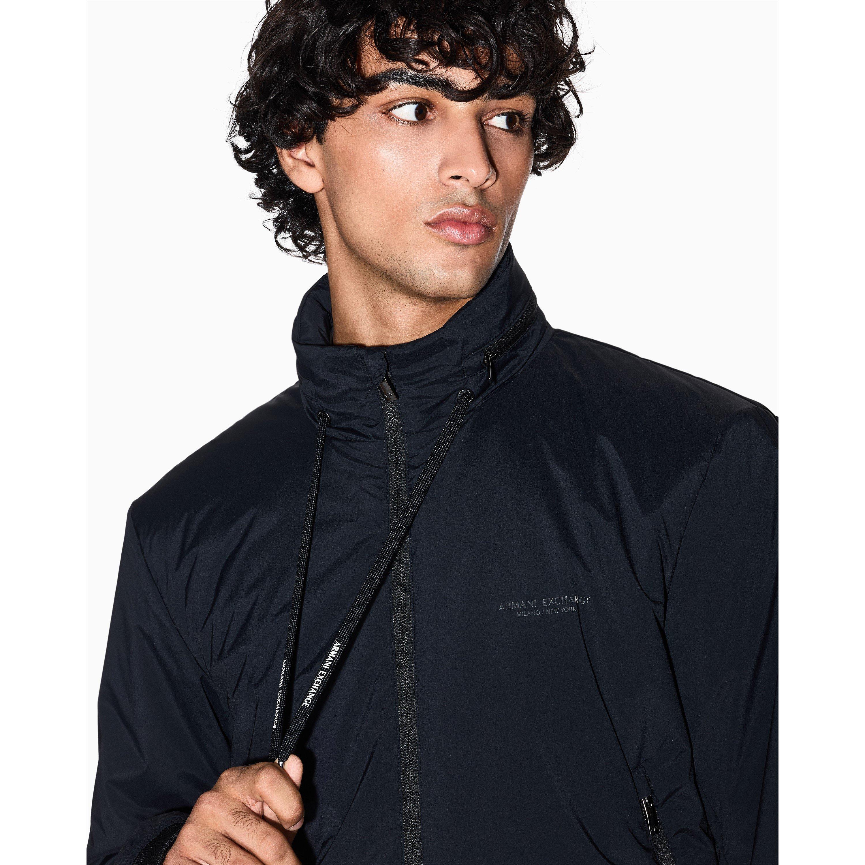 Black - Armani Exchange - Men's Duck Down Full-Zip Hidden Hood Softshell Jacket - 5