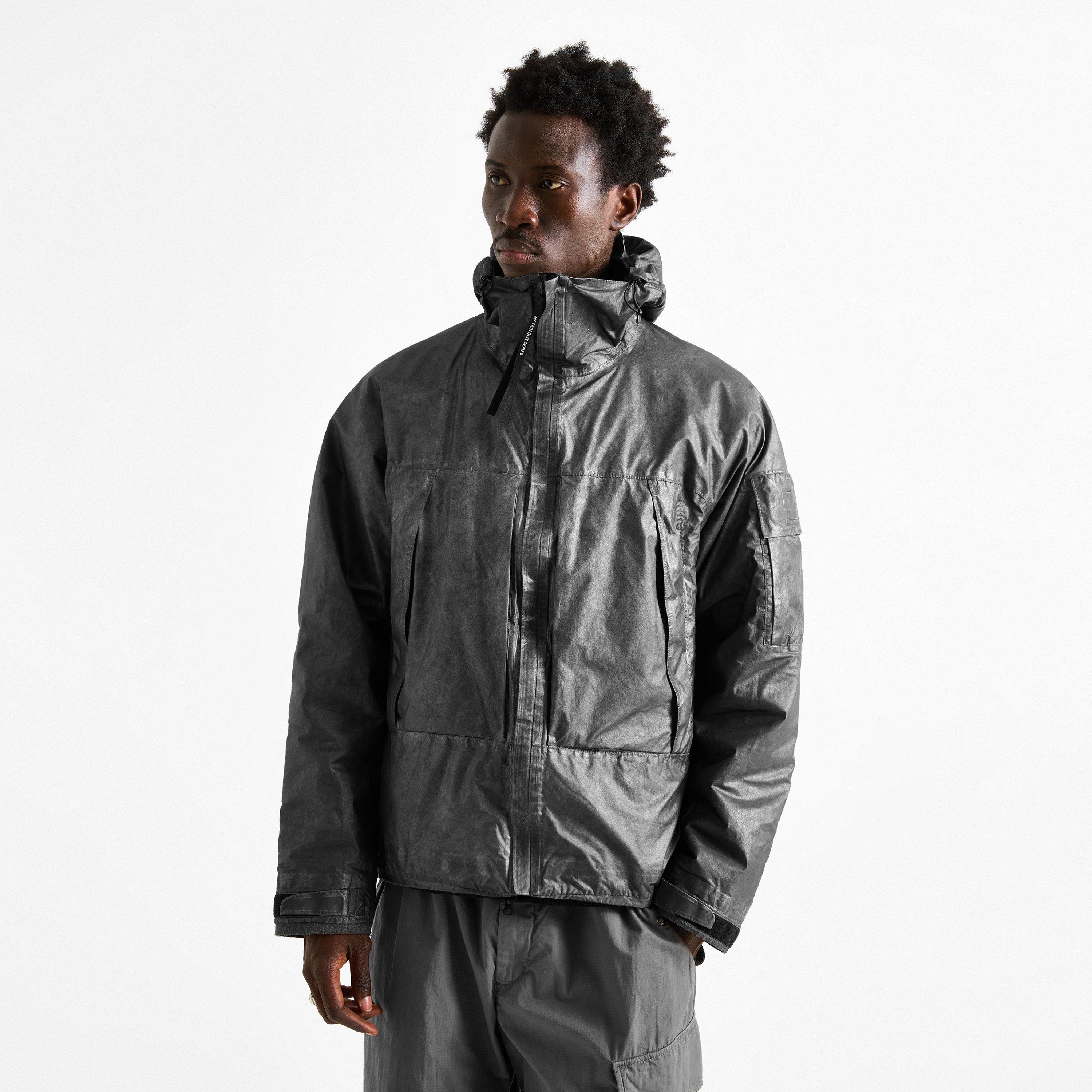 Silver 050 - CP Company Metropolis - Men's Titanium Hooded Regular-Fit Rain Jacket - 3