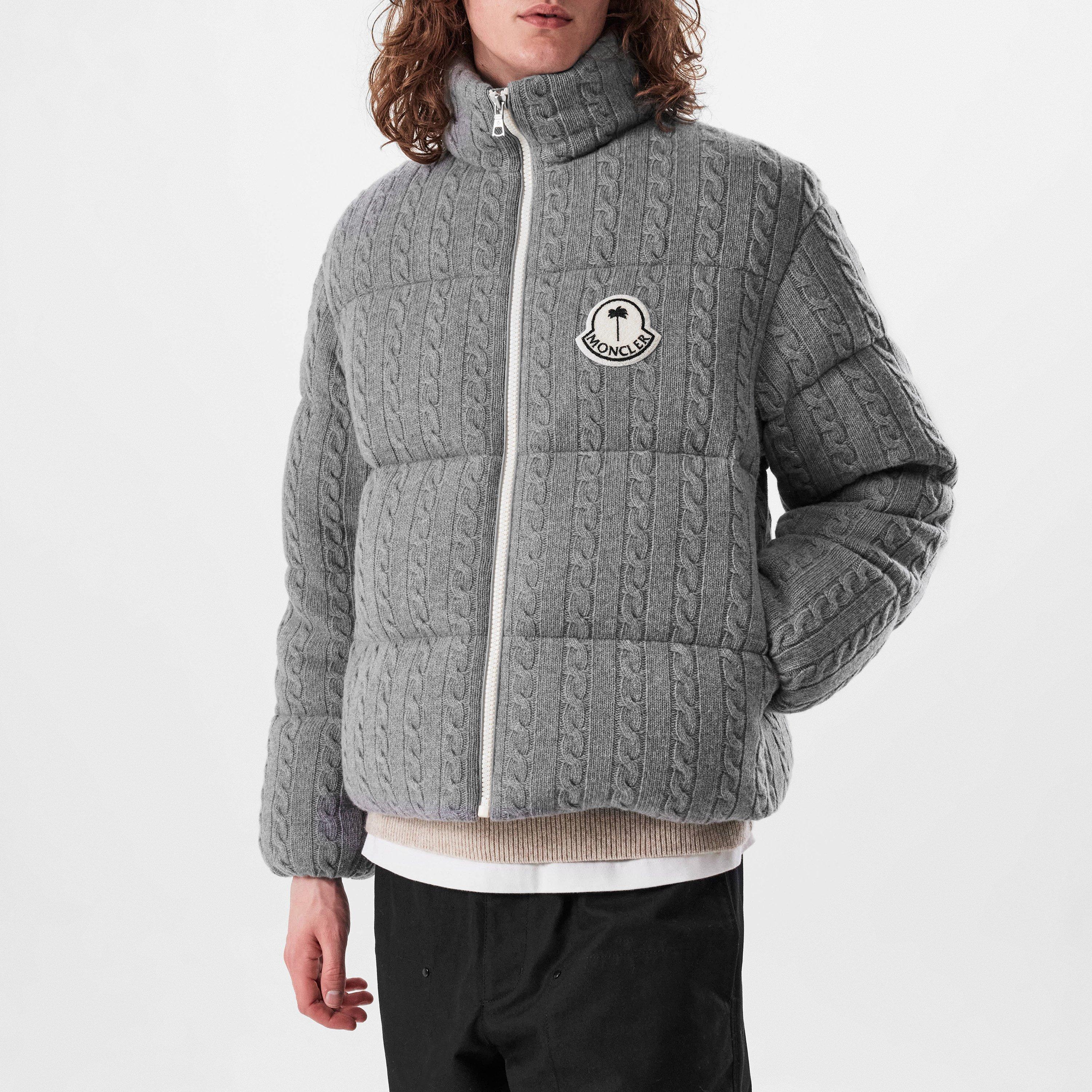 Moncler X Palm Angels Men's Cable Knit Wool Austru Short Down Jacket