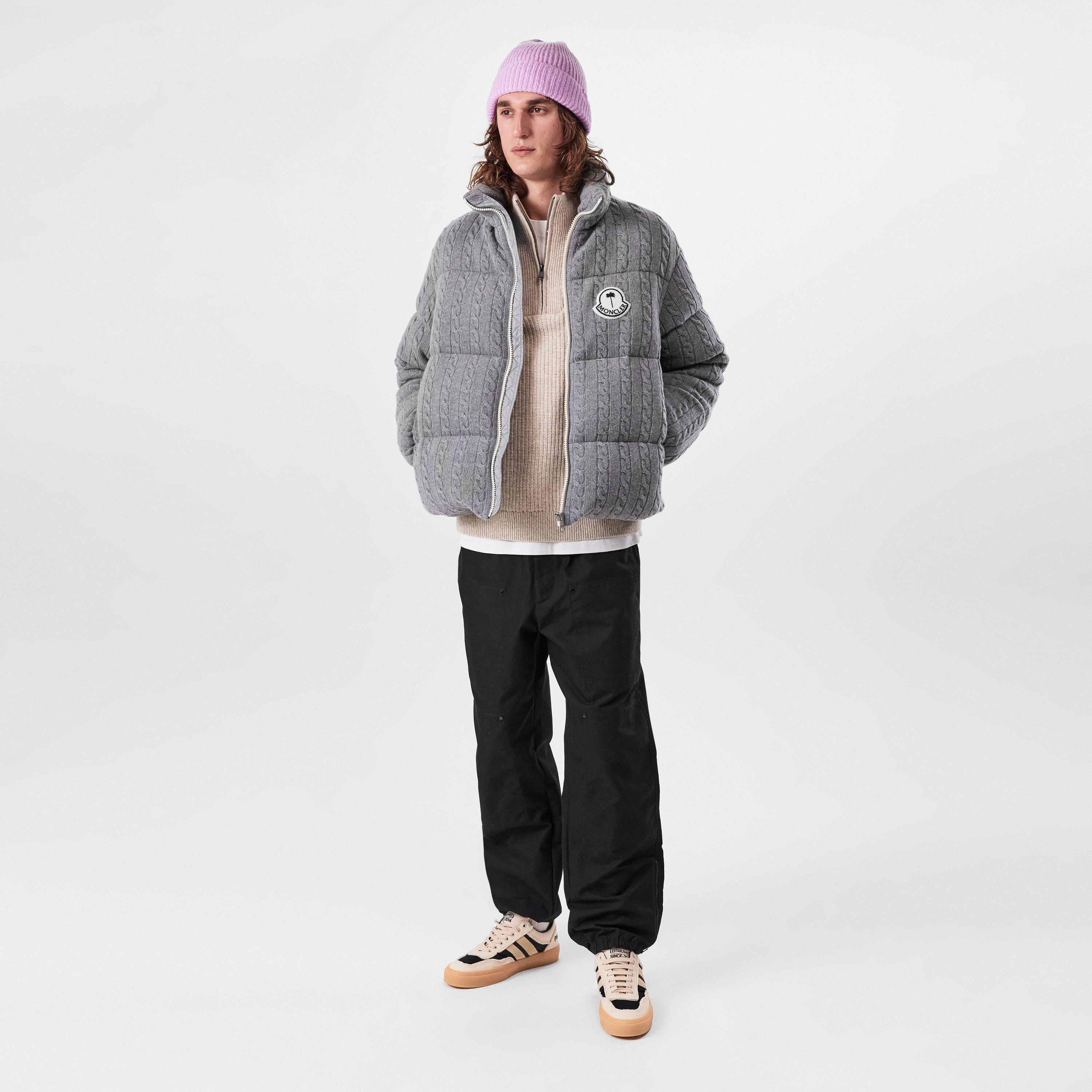 Moncler x Palm Angels Austru Wool Short Down Jacket 関税込 Austru down jacket Moncler x Palm Angels in GREY - WHITE