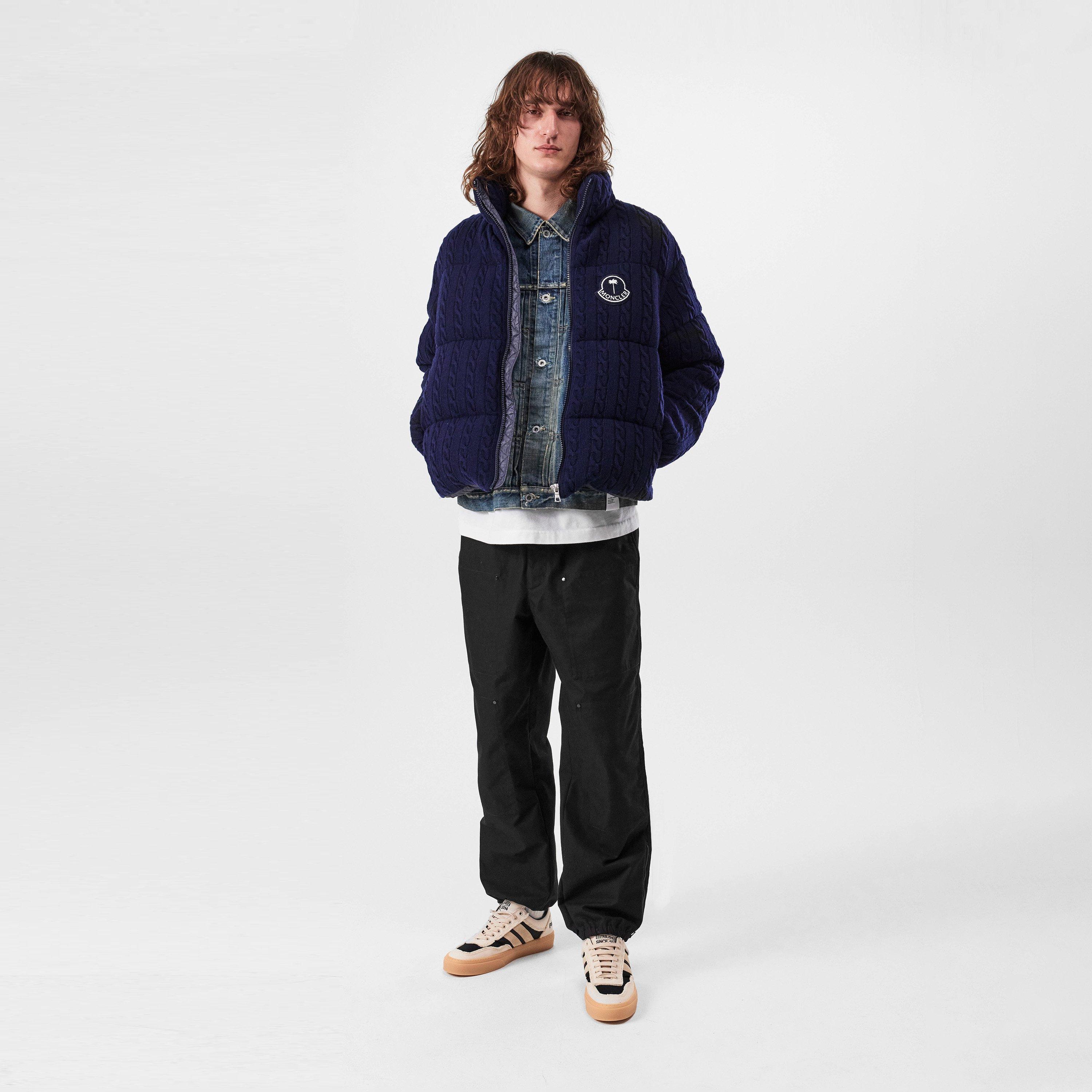 Navy 778 - Moncler - Men's Austru Wool Cable Knit Long Sleeve Short Puffer Jacket - 5