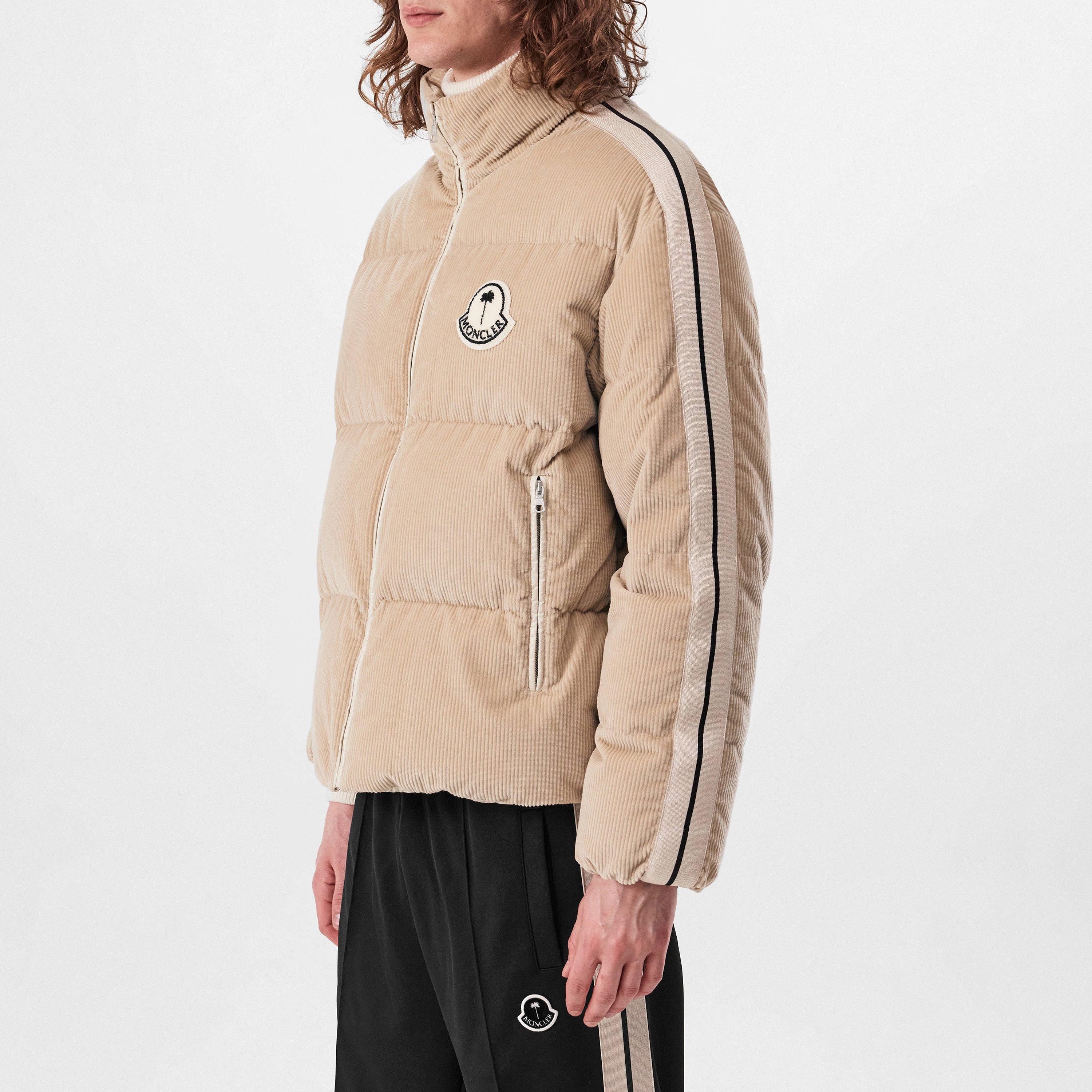 Beige 23Q - Moncler X Palm Angels - Unisex Adults Abrolhos Corduroy Cotton Long Sleeve Short Puffer Jacket - 2