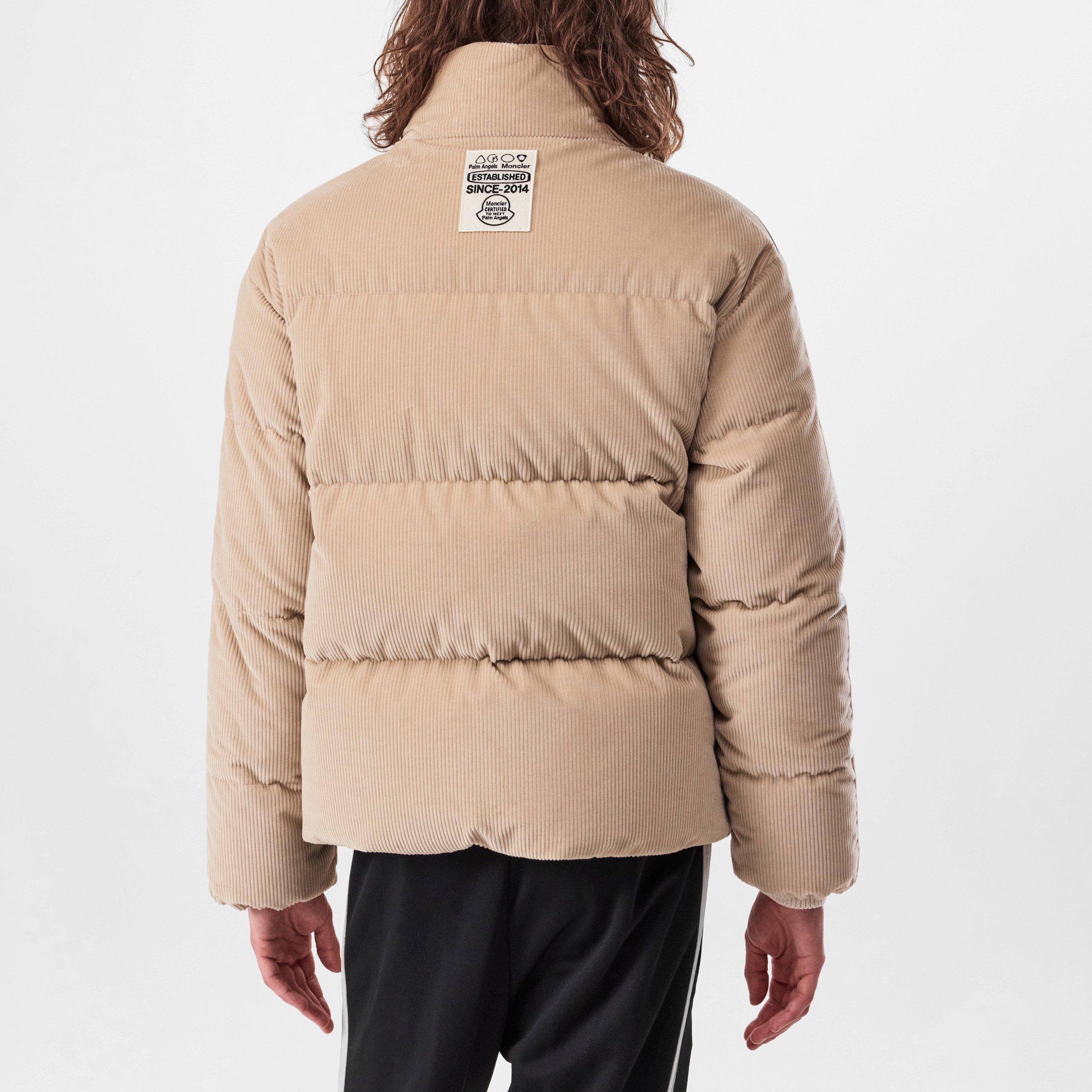 Beige 23Q - Moncler X Palm Angels - Unisex Adults Abrolhos Corduroy Cotton Long Sleeve Short Puffer Jacket - 3