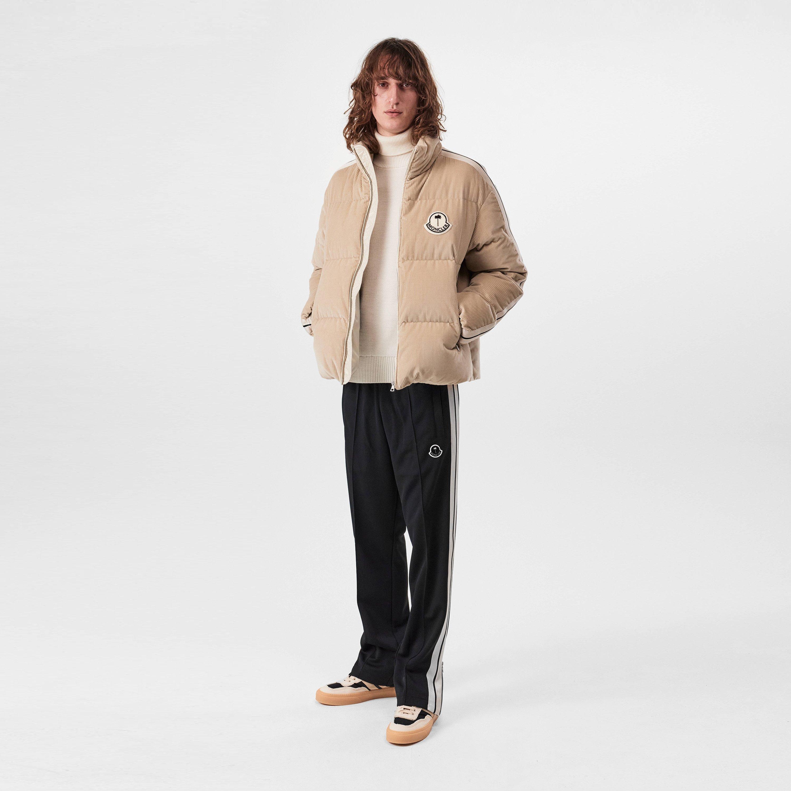 Beige 23Q - Moncler X Palm Angels - Unisex Adults Abrolhos Corduroy Cotton Long Sleeve Short Puffer Jacket - 4