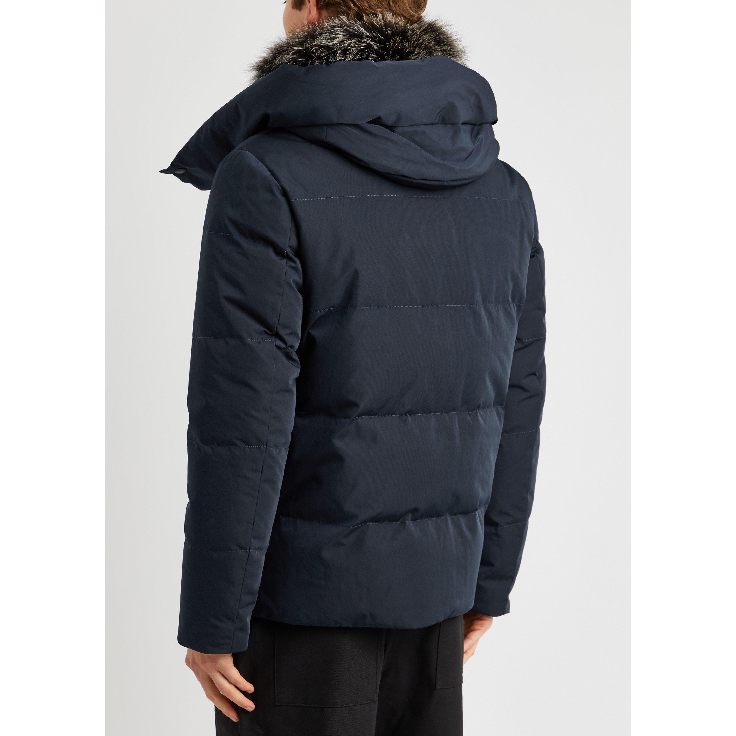 NAVY - Yves Salomon - YS DOWN JACKET WITH FOX TRIM L - 3