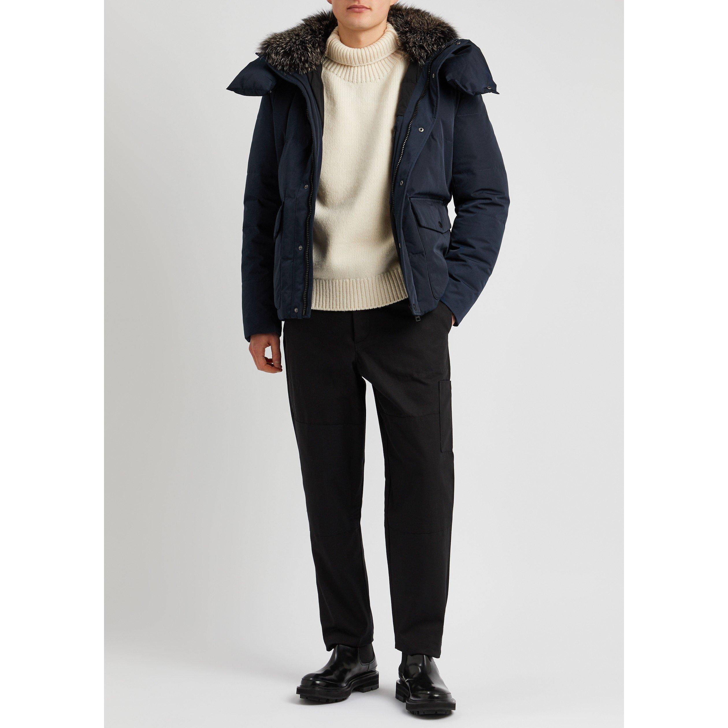 NAVY - Yves Salomon - YS DOWN JACKET WITH FOX TRIM L - 6