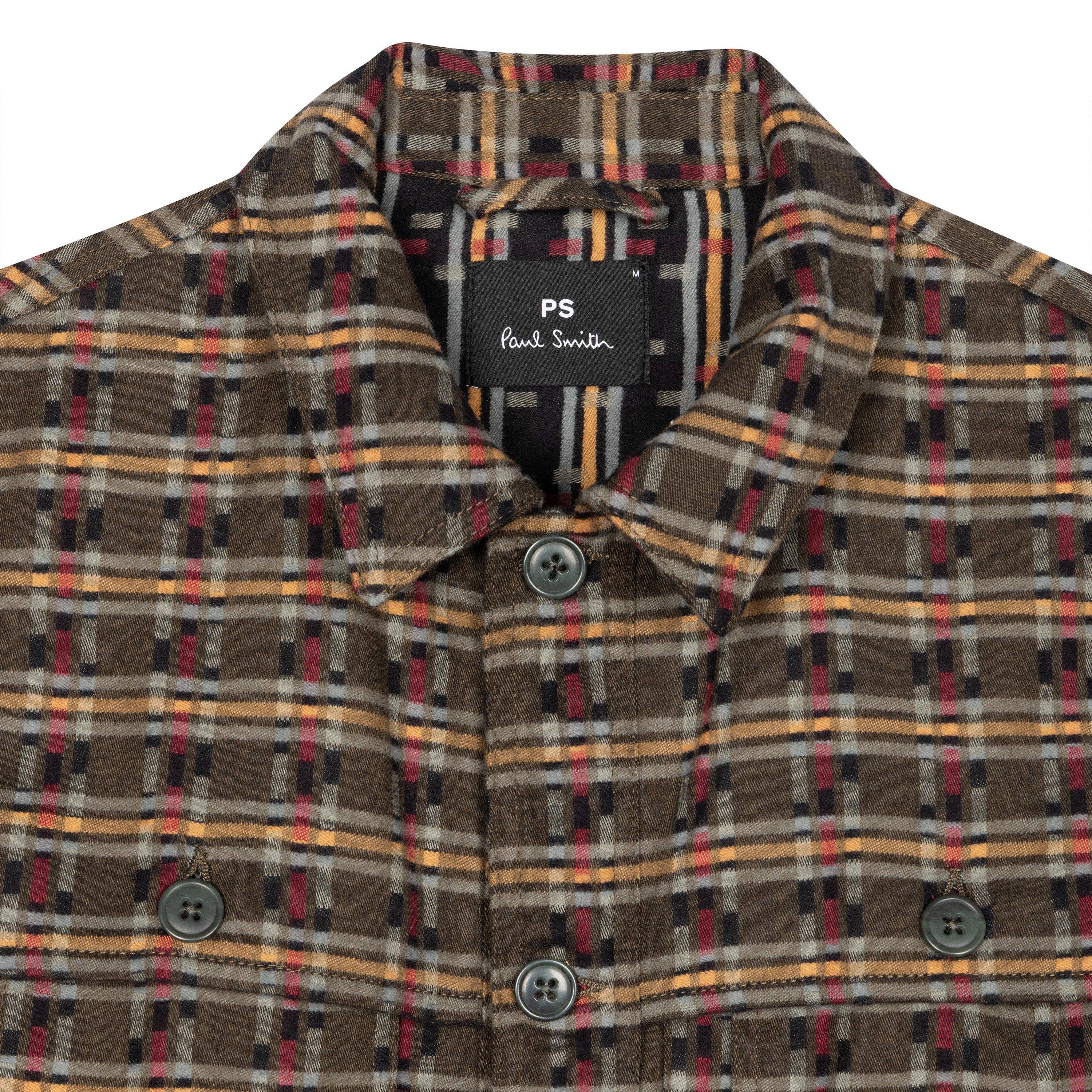 Green 34 - PS Paul Smith - Men's Flannel Check Relaxed Fit Overshirt - 5