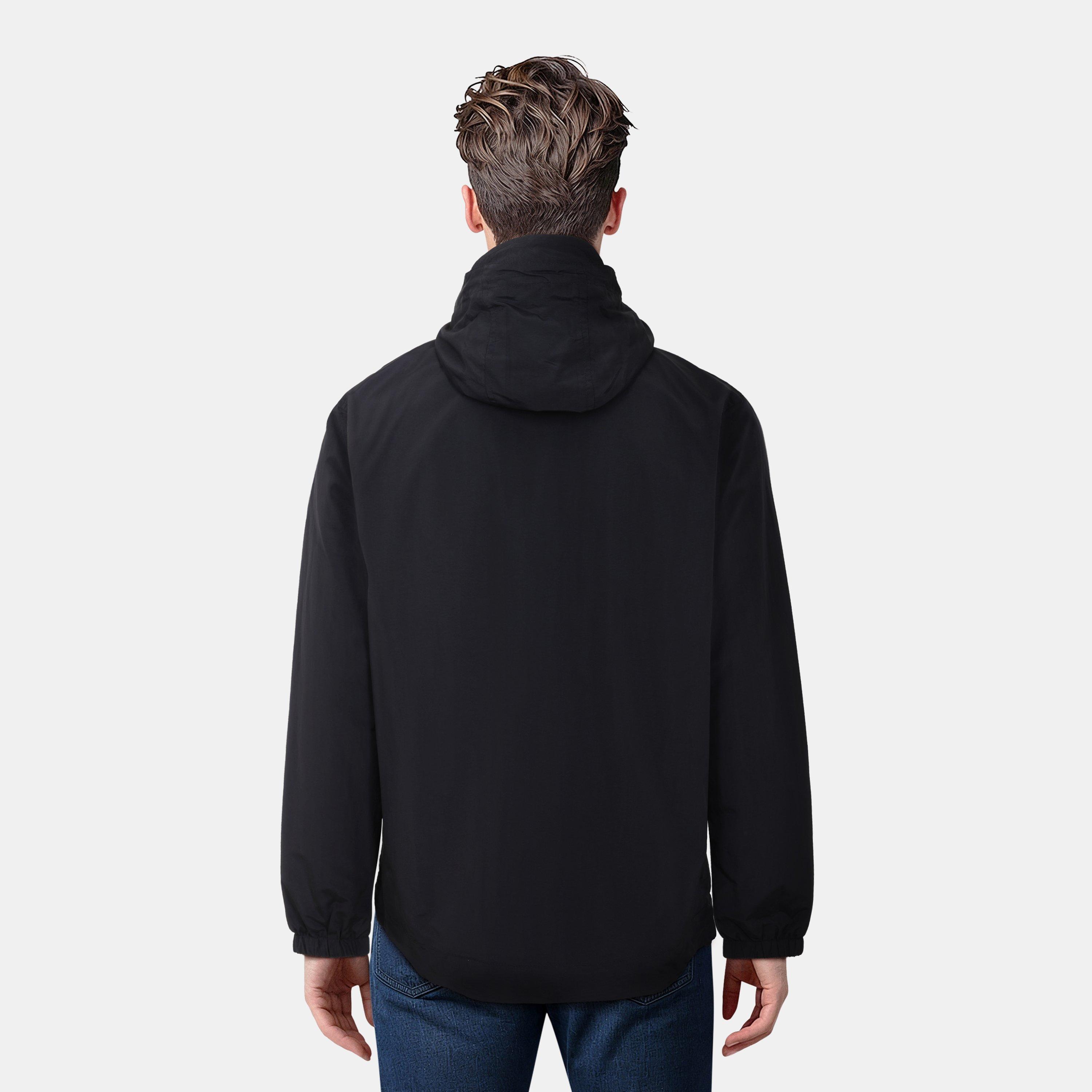 Jet Black Z865 - Lyle and Scott - Men's Zip Through Cotton Wind Resistant Long Sleeve Hooded Rain Anorak - 4
