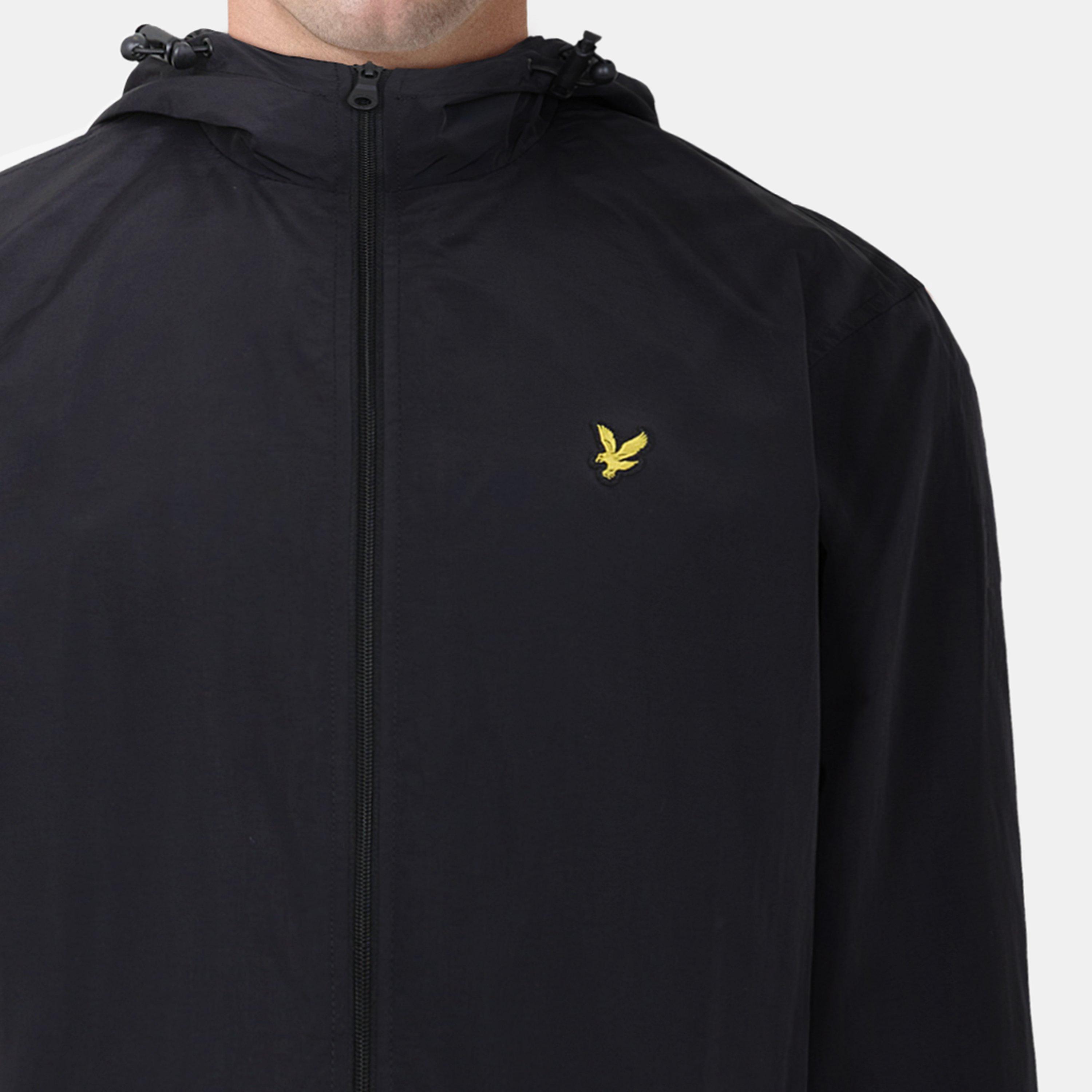 Jet Black Z865 - Lyle and Scott - Men's Zip Through Cotton Wind Resistant Long Sleeve Hooded Rain Anorak - 5