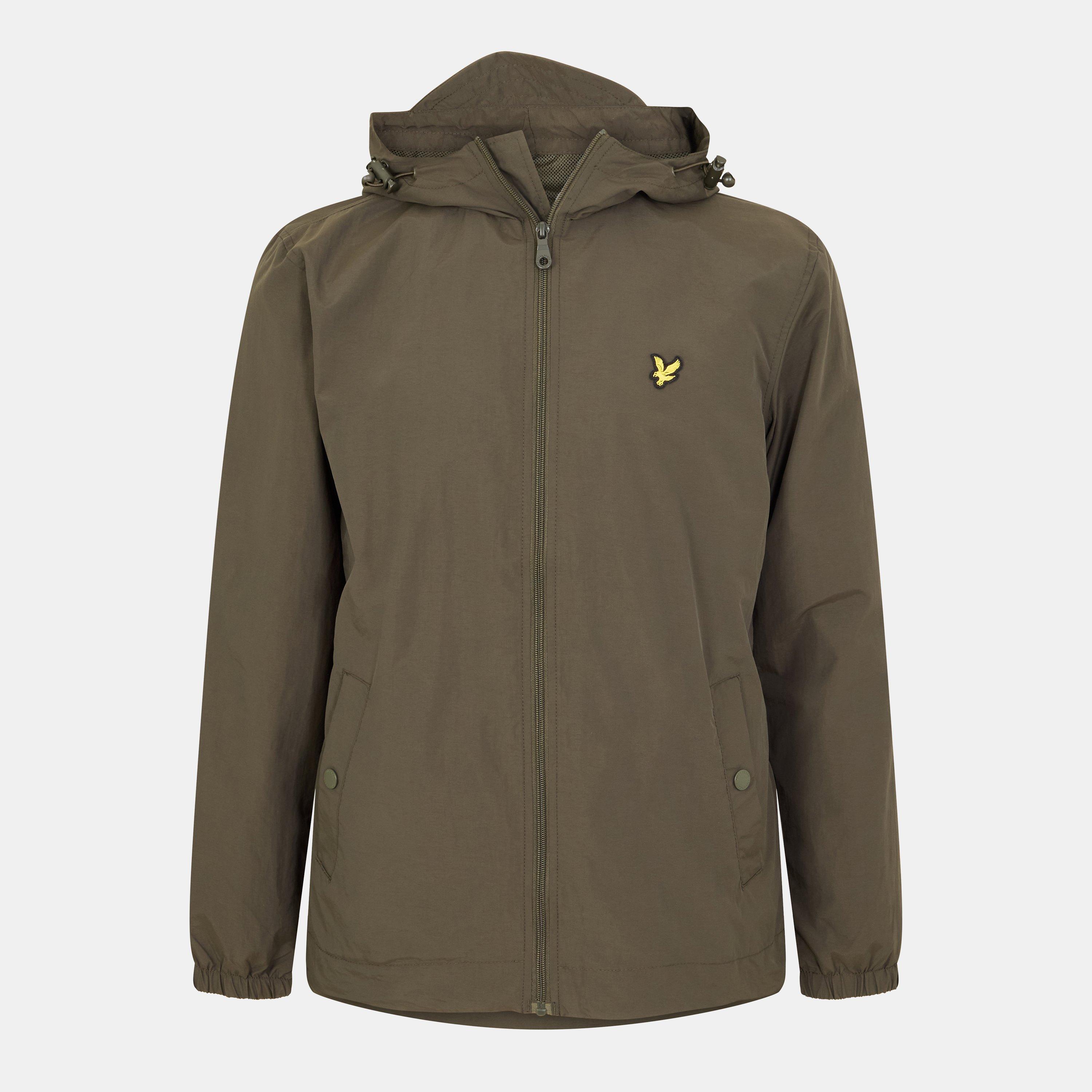 Lyle And Scott Men's Zip Through Cotton Wind Resistant Long Sleeve Hooded Rain Anorak - Olive W485 - 2XL