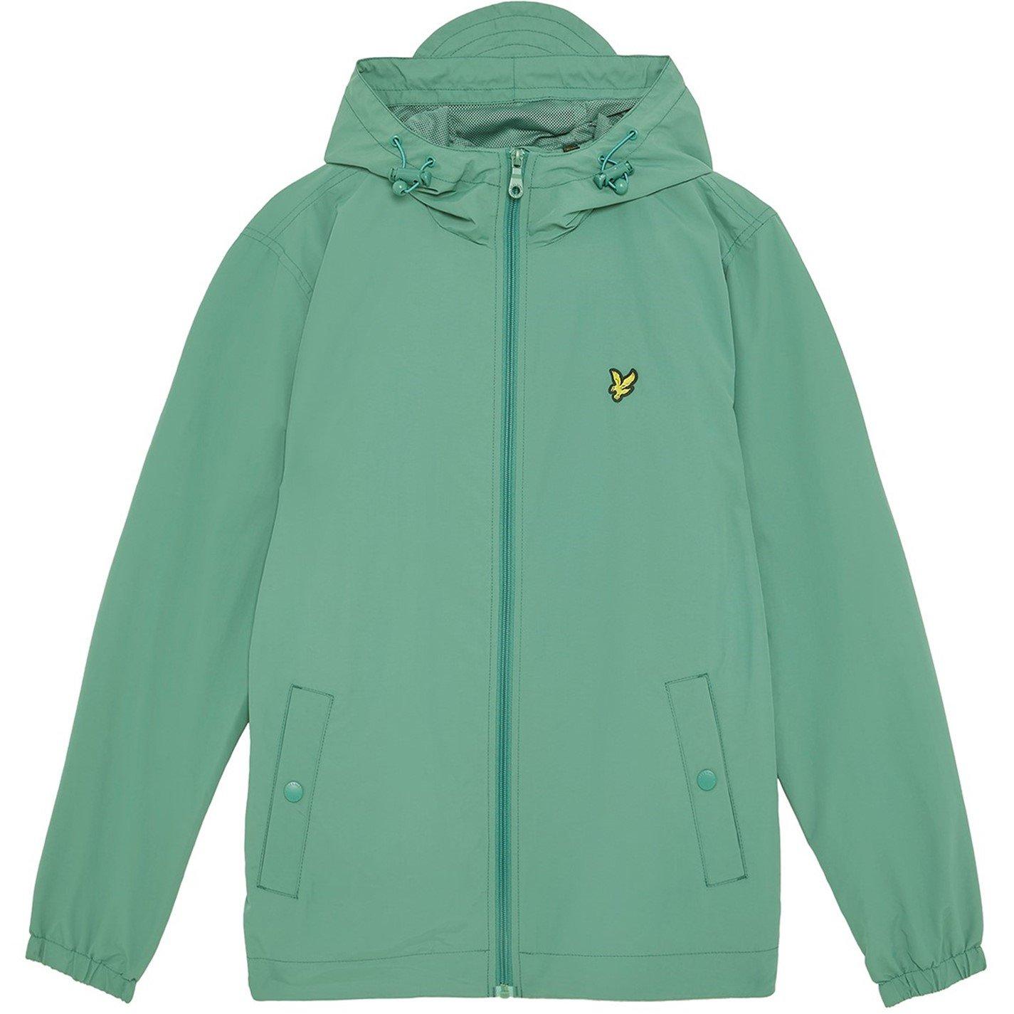 Lyle And Scott Men's Zip Through Cotton Wind Resistant Long Sleeve Hooded Rain Anorak - Agave Green - S