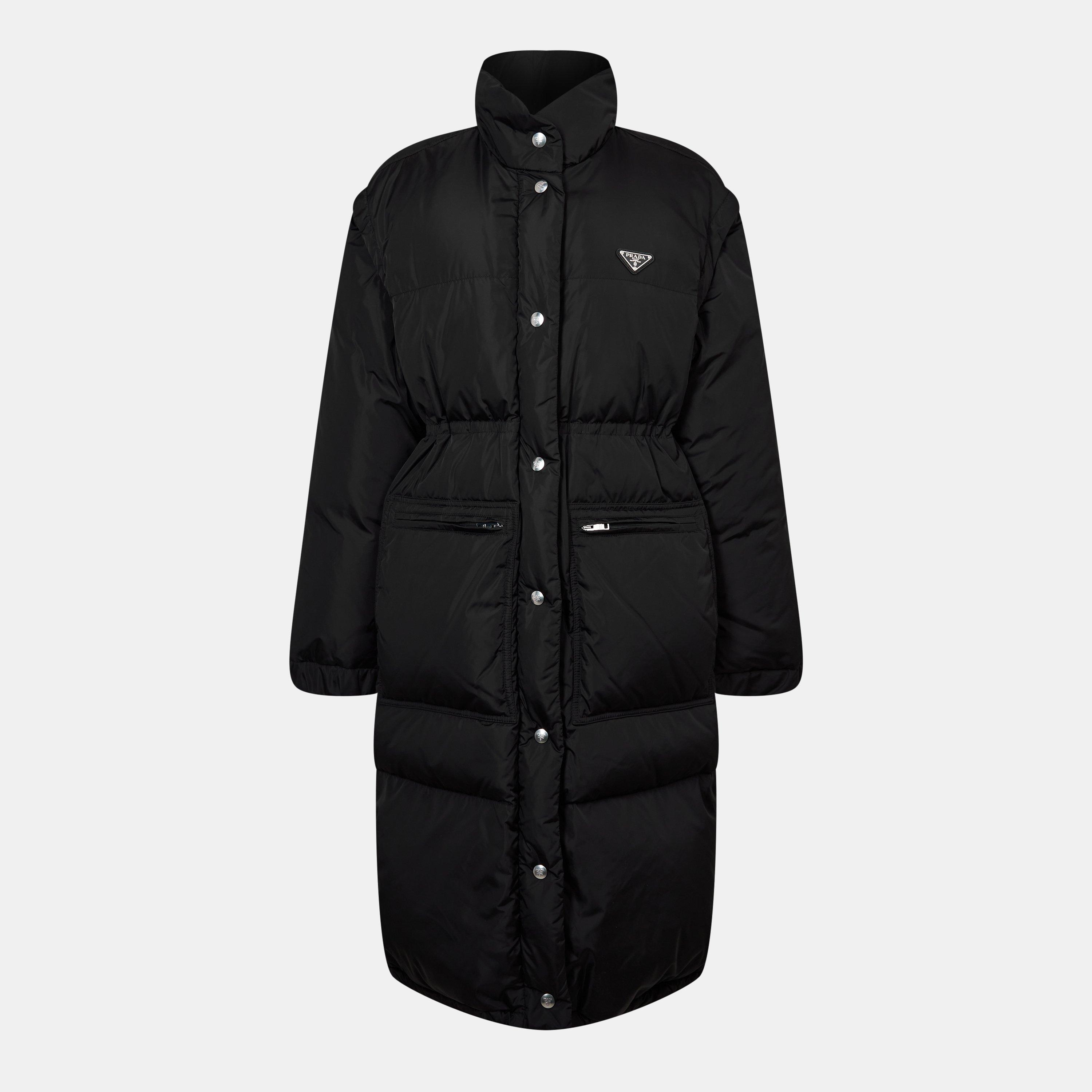 NERO+BLU - Prada - Women's Goose Down Concealed Hood Long Sleeve Short Puffer Jacket - 1