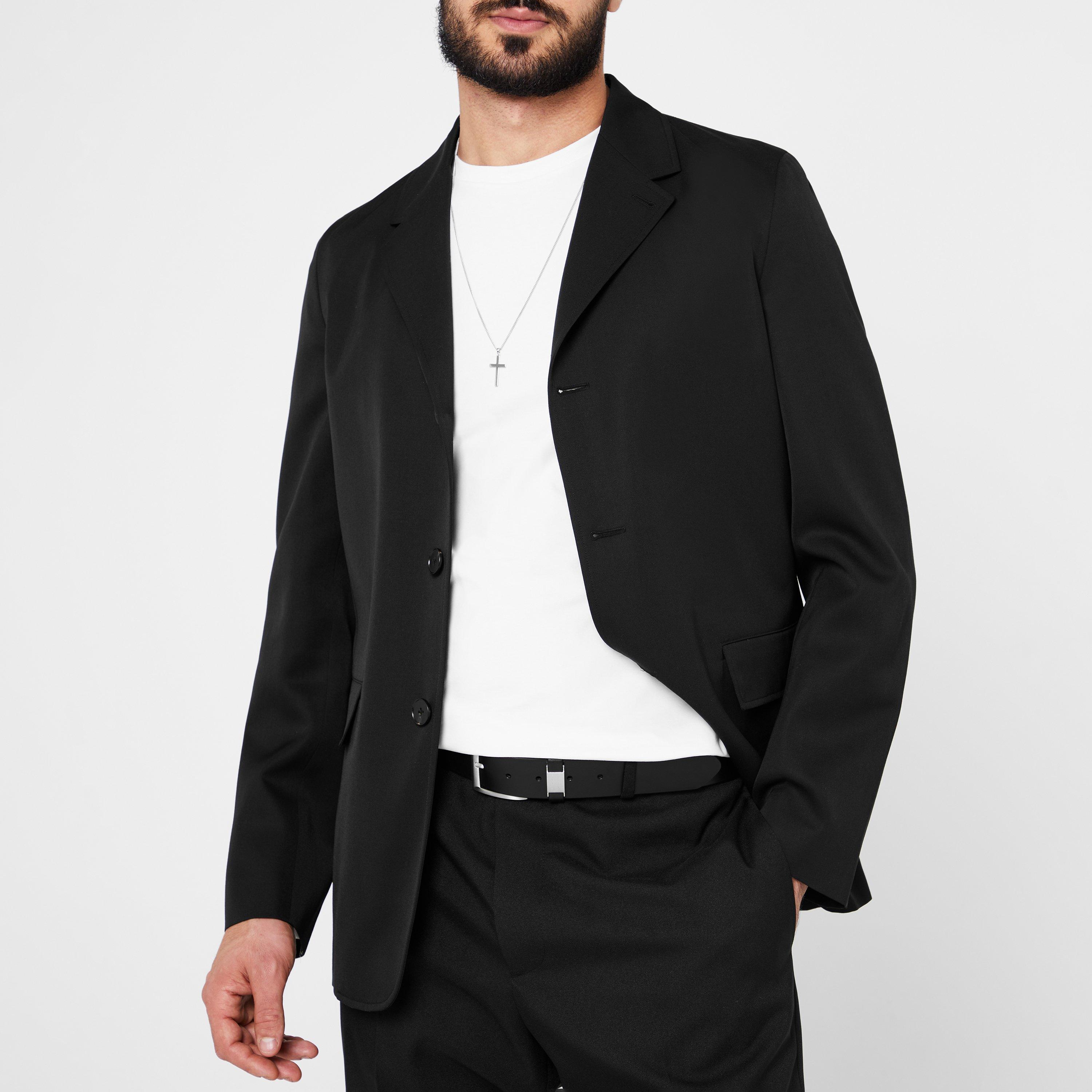 001 - Black - Jil Sander - Men's Single Breasted Cotton Long Sleeve Black Blazer - 3