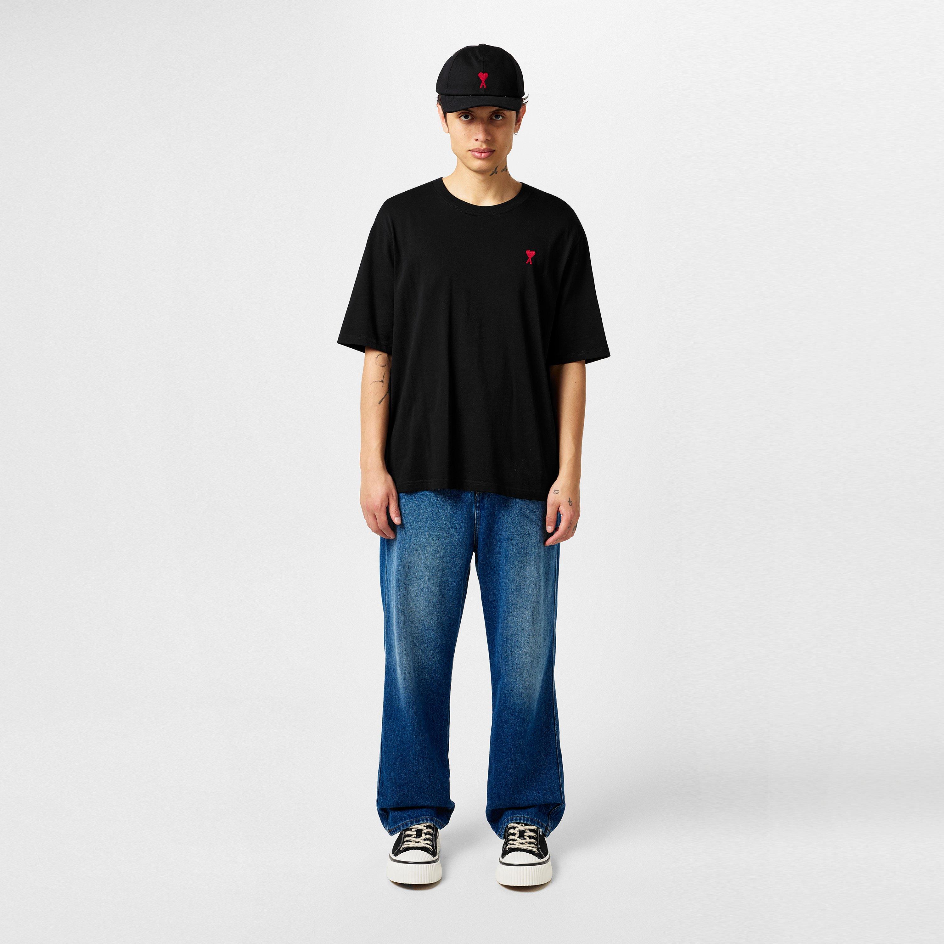 Black - Ami Paris - De Coeur Oversized T-Shirt - 6