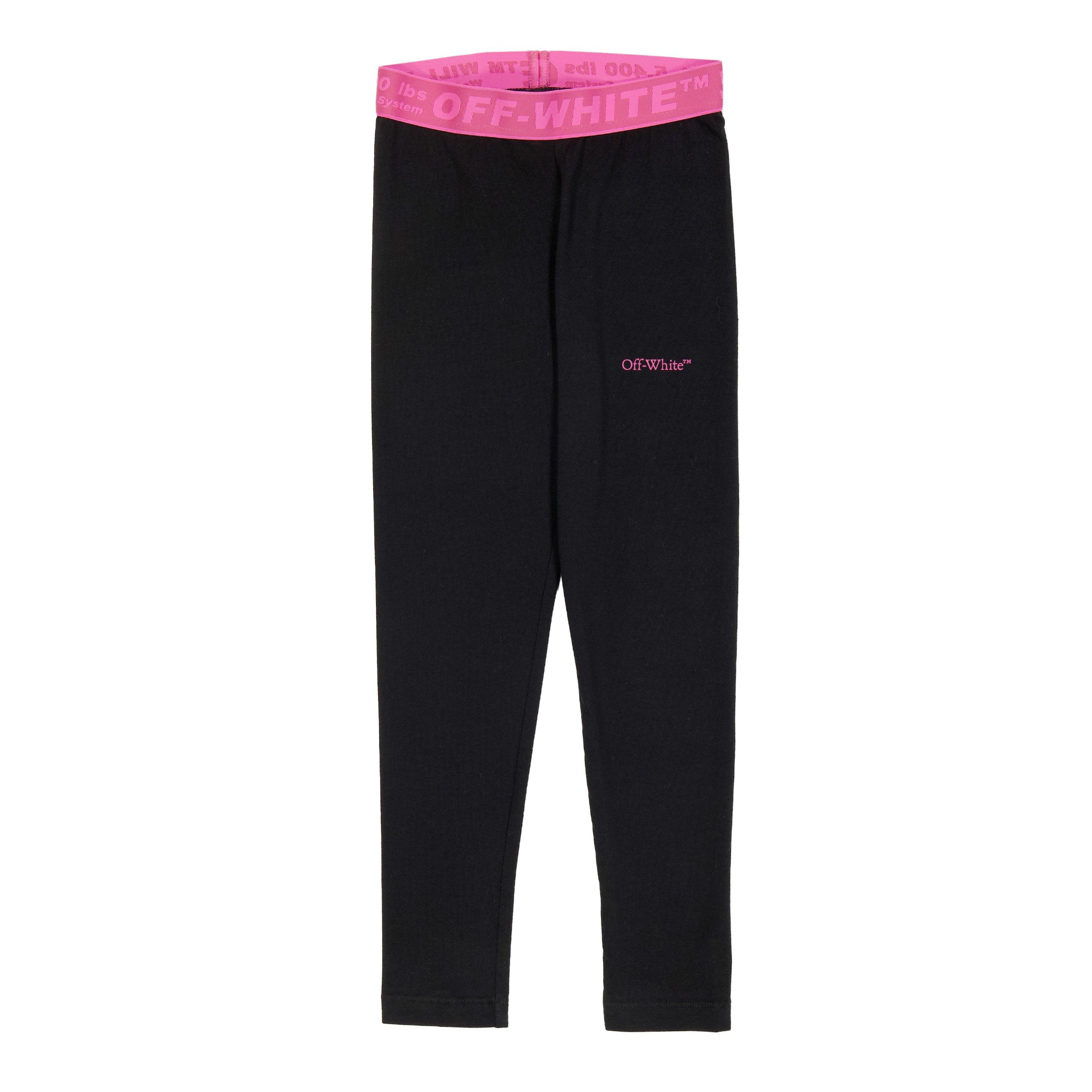 Black 1032 - Off White - Kids' Logo Stretch Leggings - 1