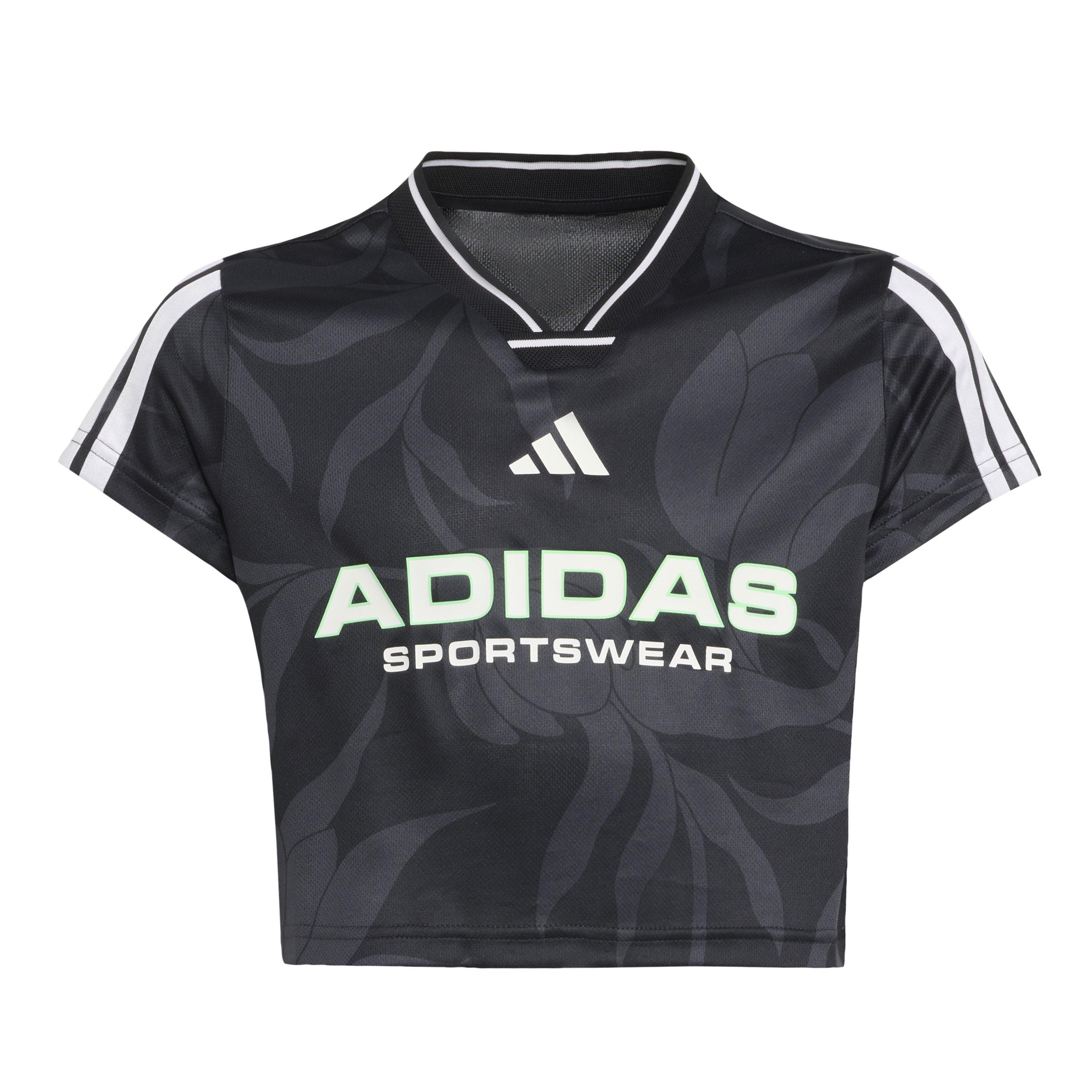 Adidas Girls House Of Tiro Colors Of Football Crop T-Shirt Juniors - Black/White - 11-12 Years
