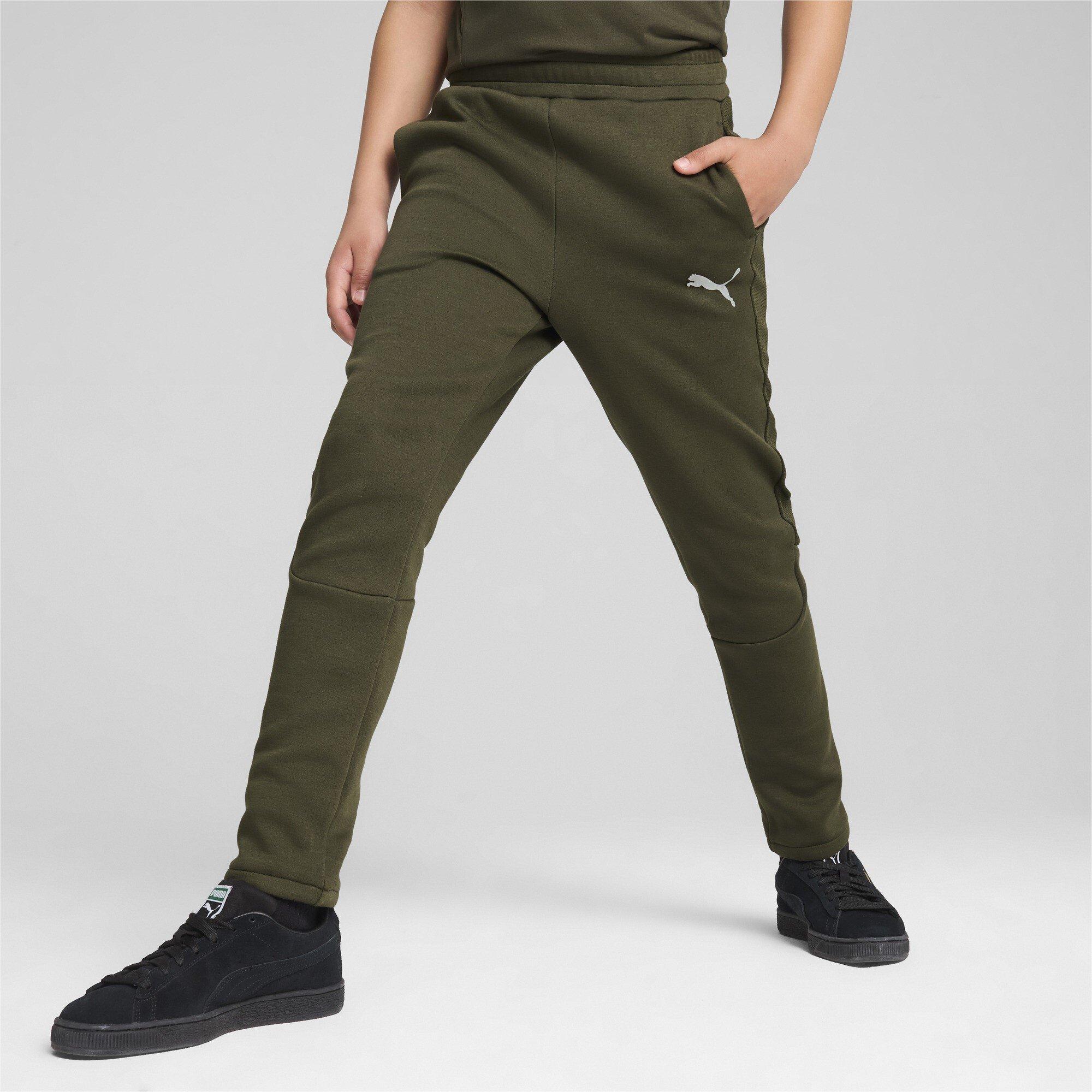 Dark Olive - Puma - Unisex Kids' Evostripe Closed Hem Jersey Joggers - 2