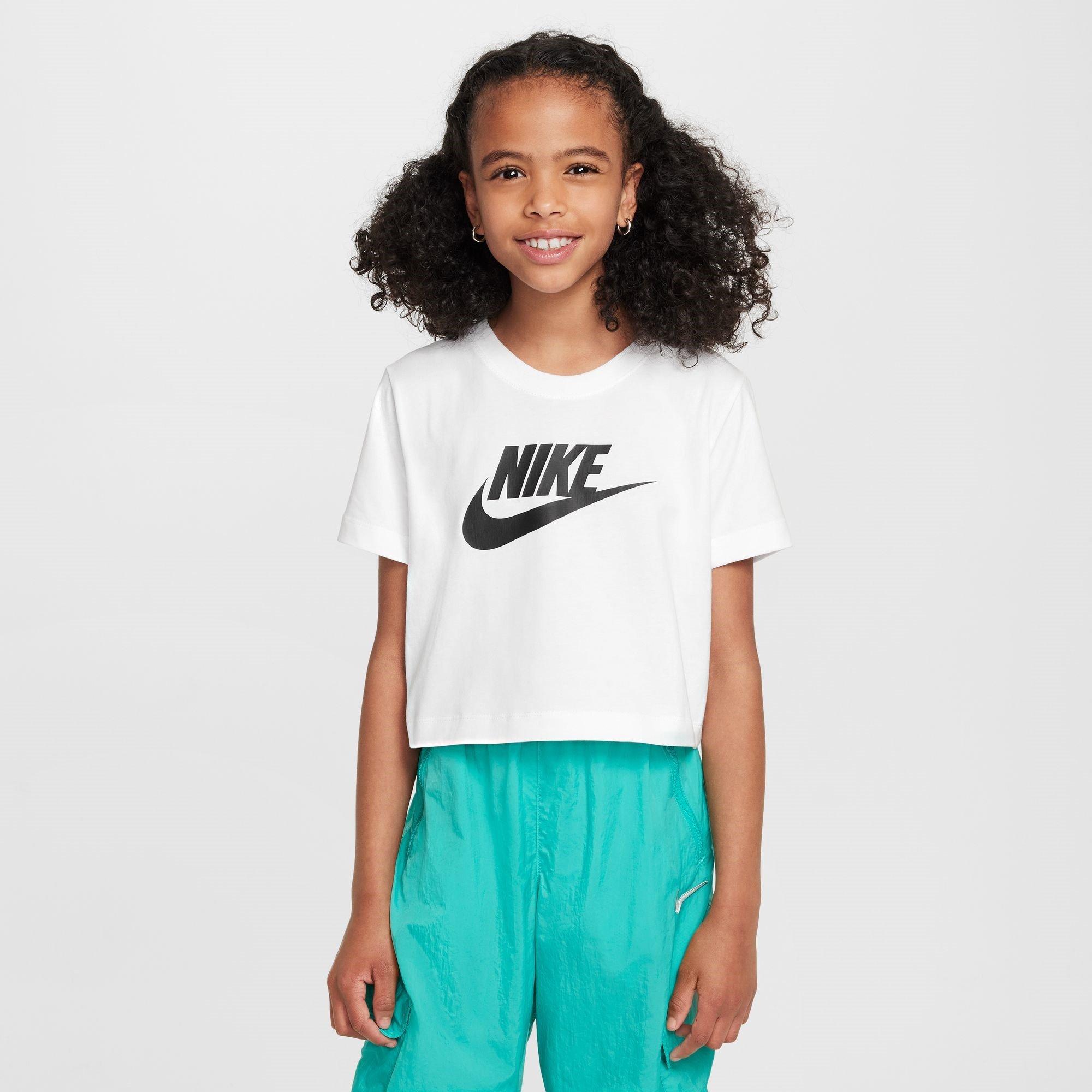 Nike Girls Kids' Crop Top - White/Black - 11-12 (L)