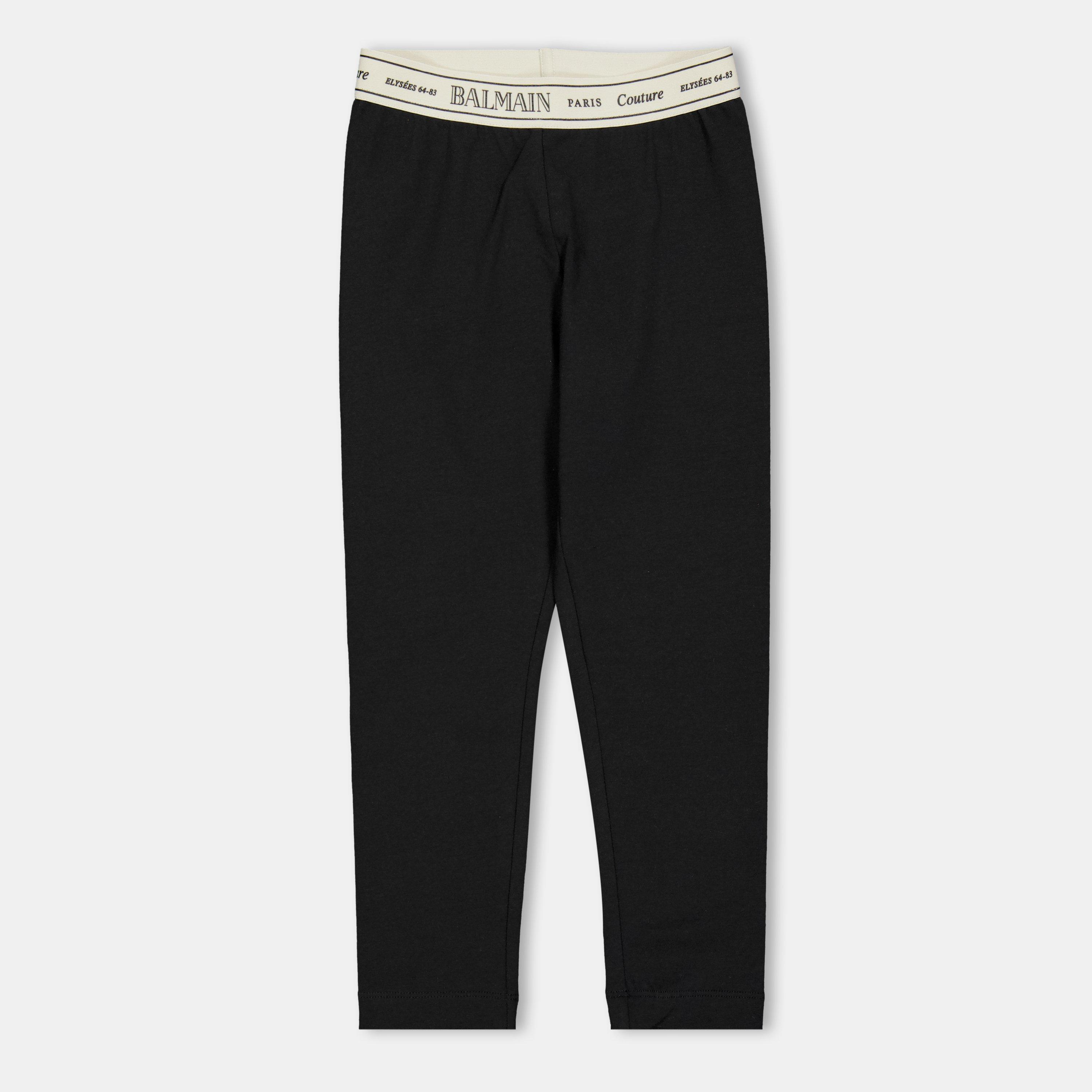 Balmain Kids' Logo Stretchy Leggings - Black 930AV - Size 12Y