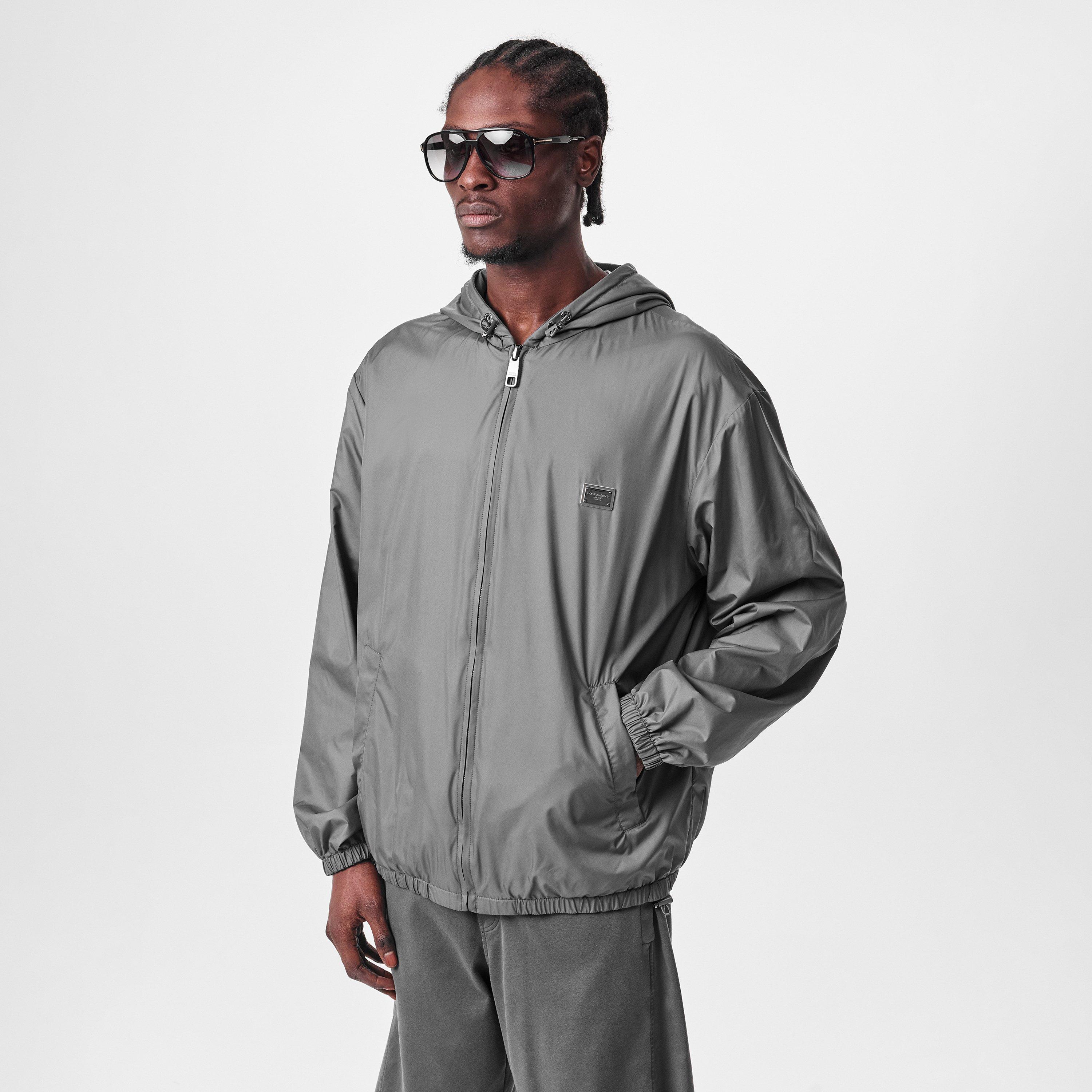 Dark Grey - Dolce and Gabbana - Men's Anorak Wind Resistant Hooded Long Sleeve Windbreaker - 3