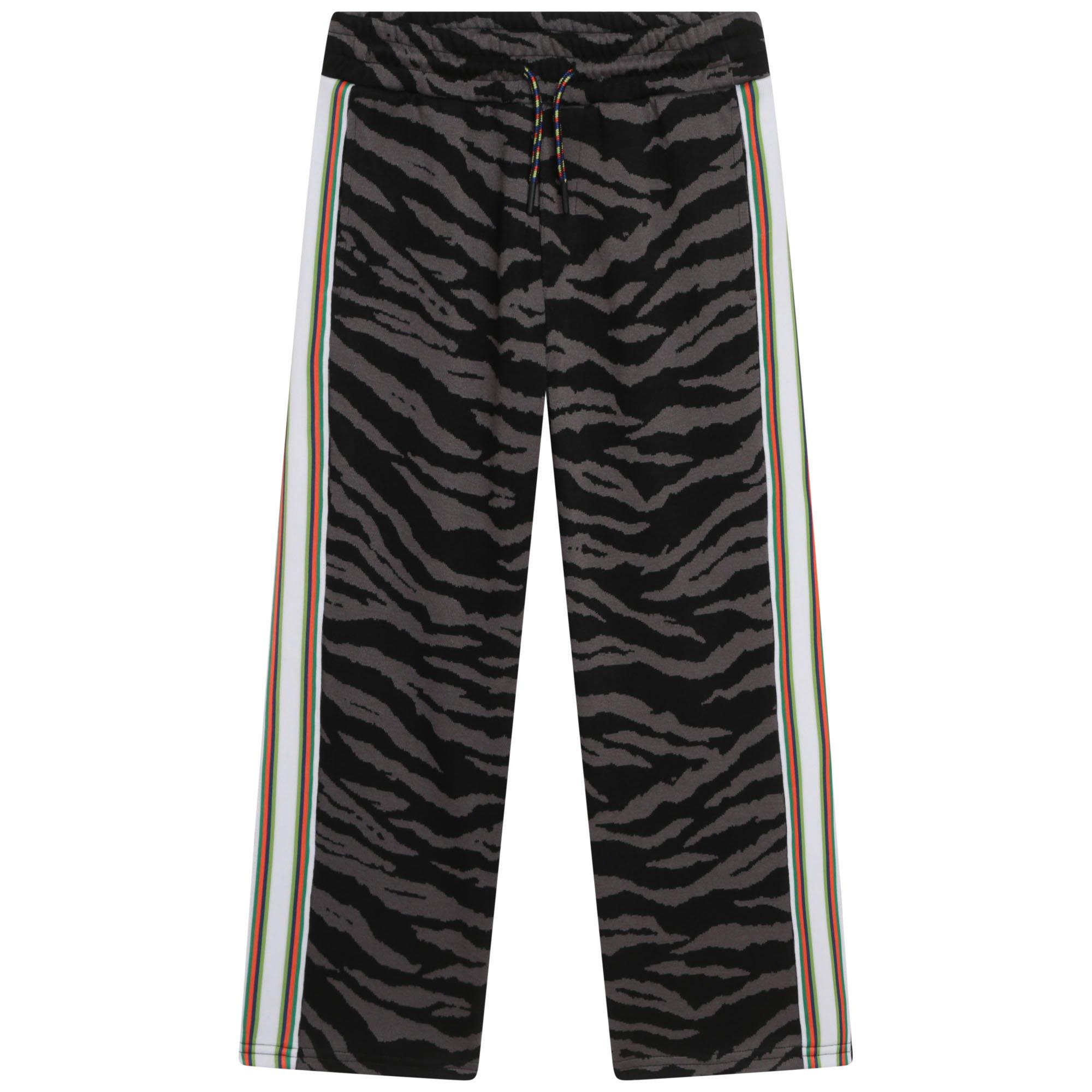 Kenzo Kids' Zebra Motif Open Hem Jersey Joggers