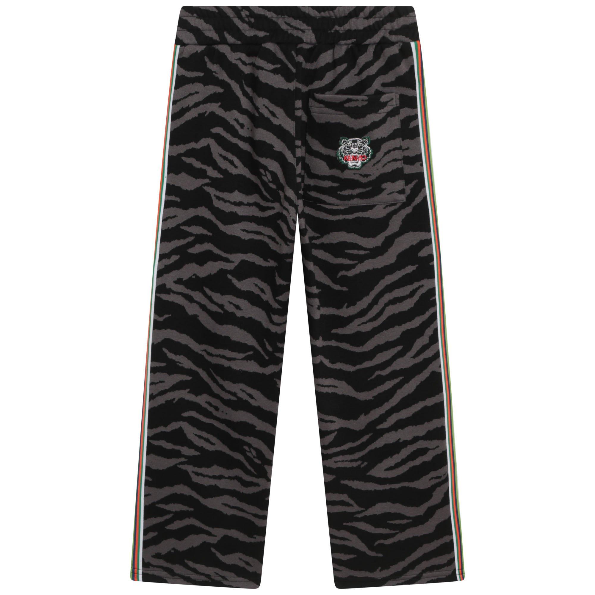 Black - Kenzo - Kids' Zebra Motif Open Hem Jersey Joggers - 2