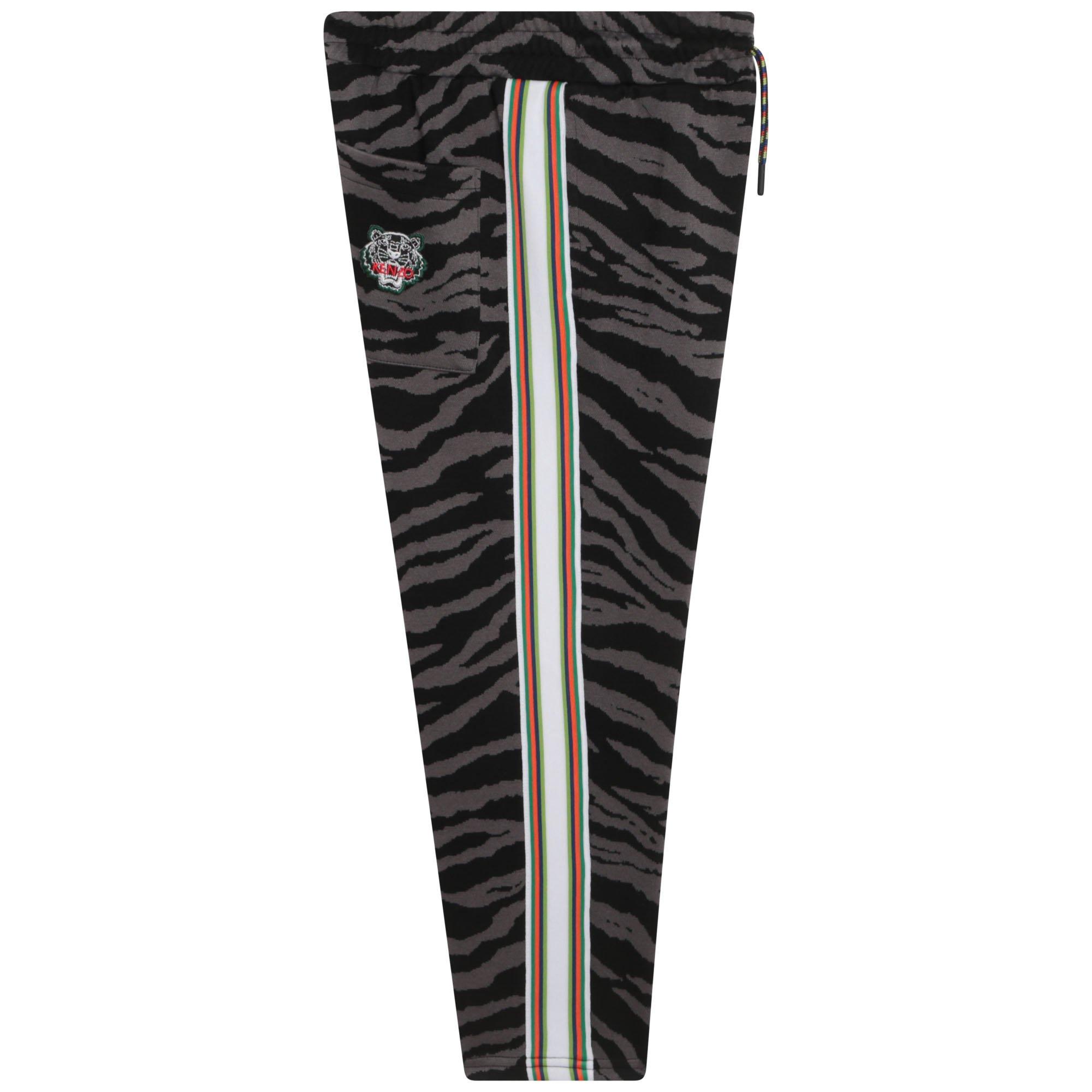 Black - Kenzo - Kids' Zebra Motif Open Hem Jersey Joggers - 3