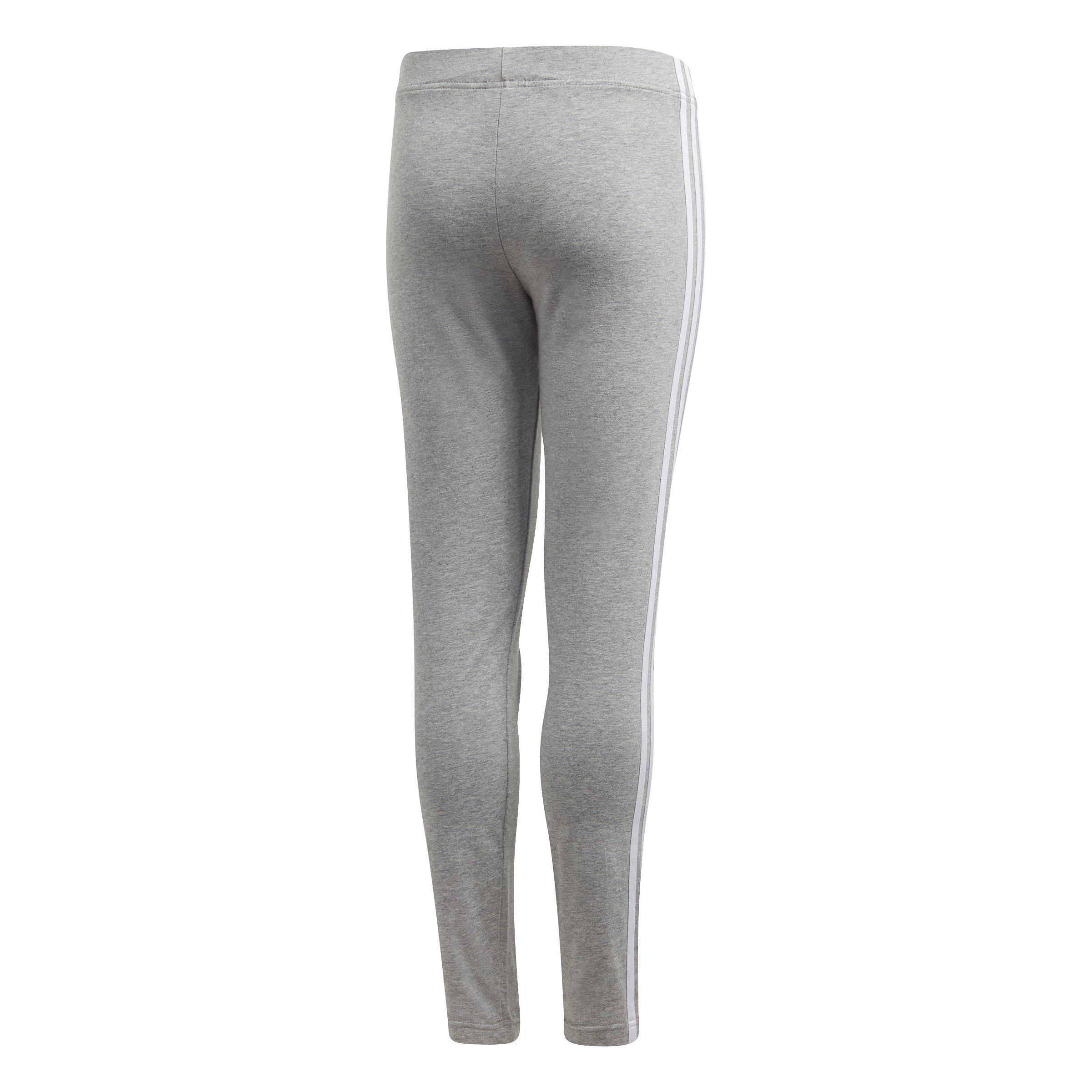 M.Grey/White - adidas - Essentials 3 Stripes Junior Girls Leggings - 2