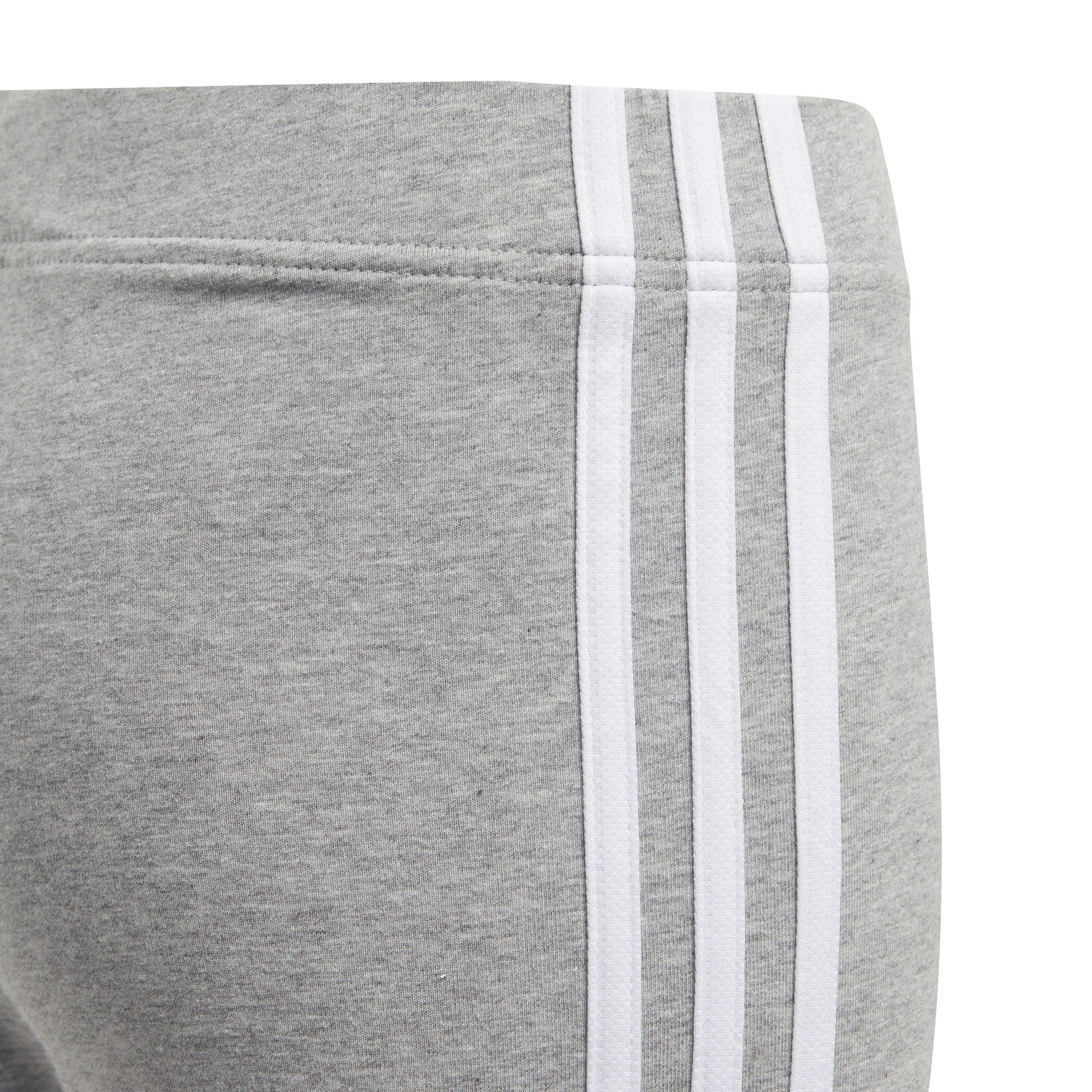 M.Grey/White - adidas - Essentials 3 Stripes Junior Girls Leggings - 3