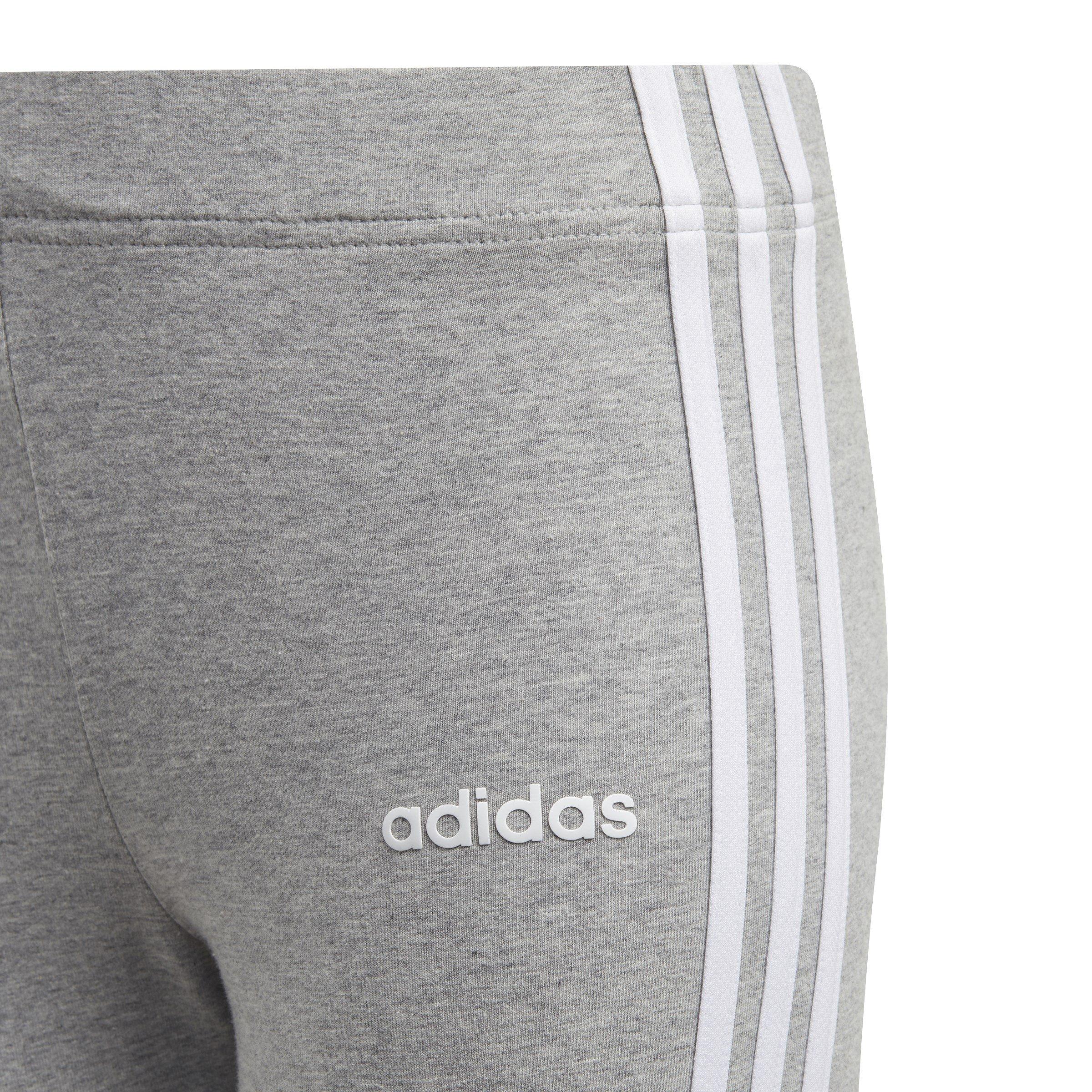 M.Grey/White - adidas - Essentials 3 Stripes Junior Girls Leggings - 5