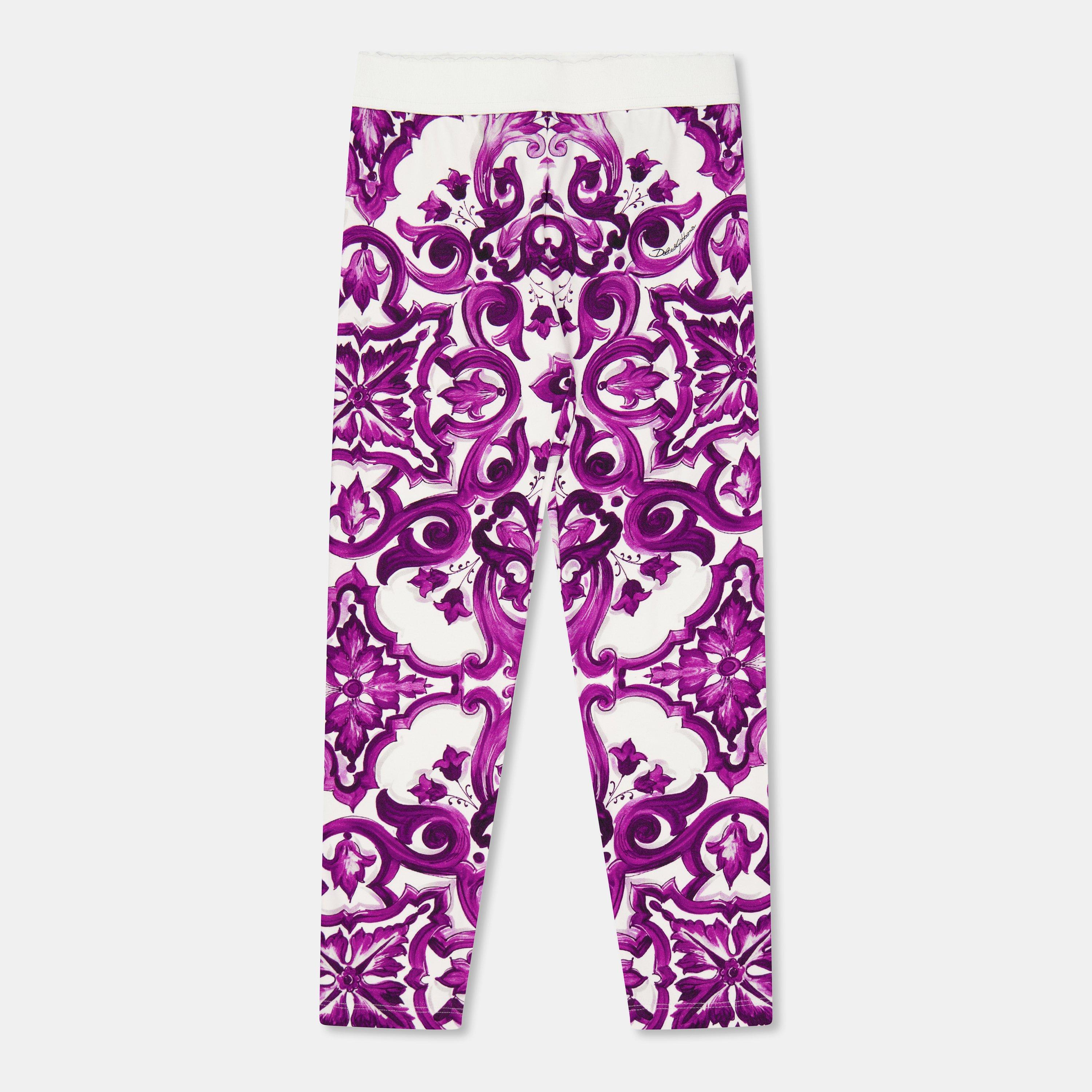 Purple IP3TN - Dolce and Gabbana - Kids' All Over Print Stretch Leggings - 1