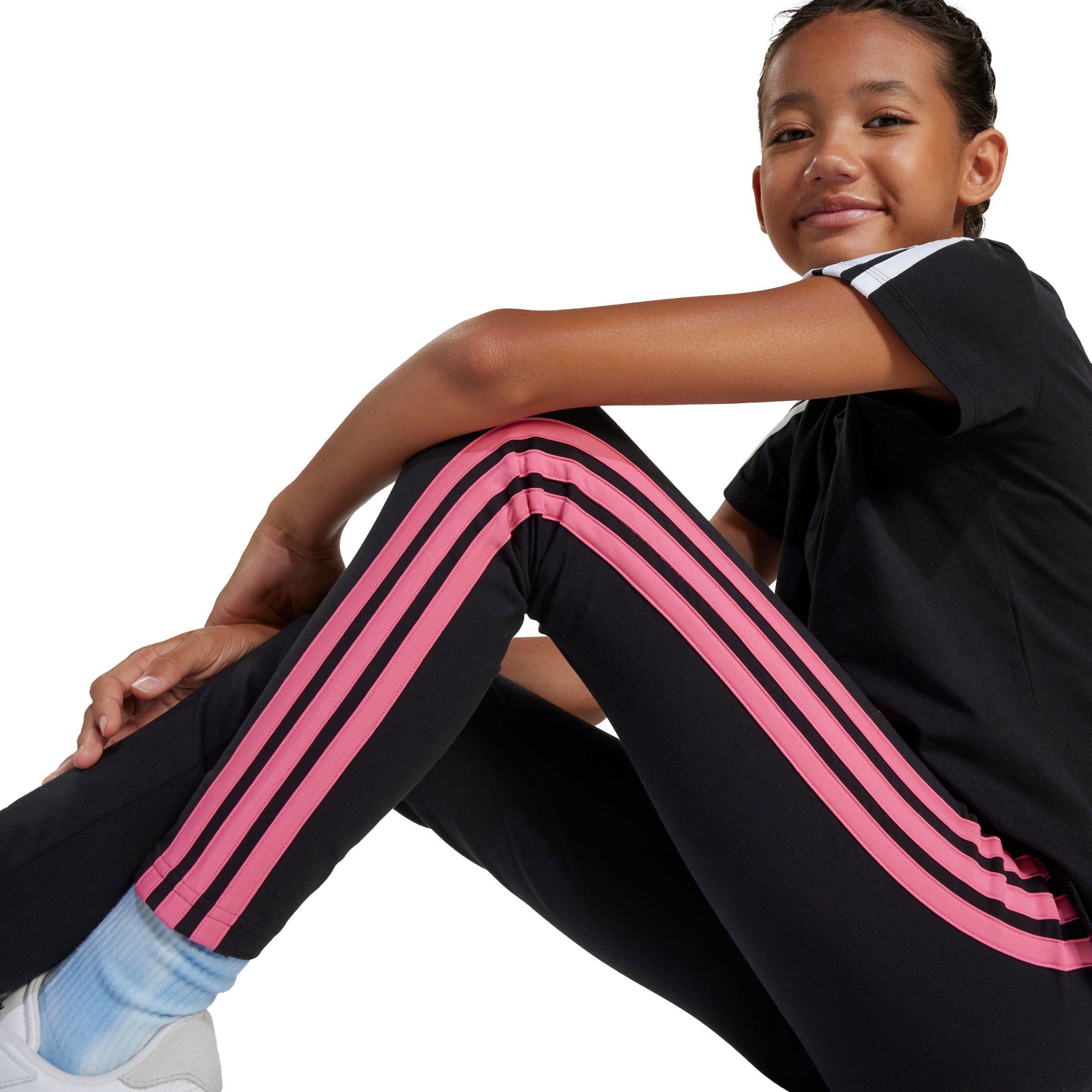 Black/Pink - adidas - Girls Essentials 3-Stripes Leggings - 5